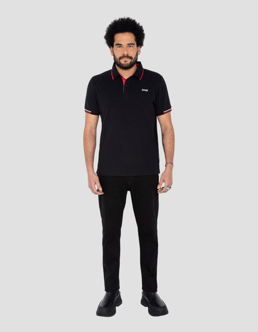 Black retro polo shirt