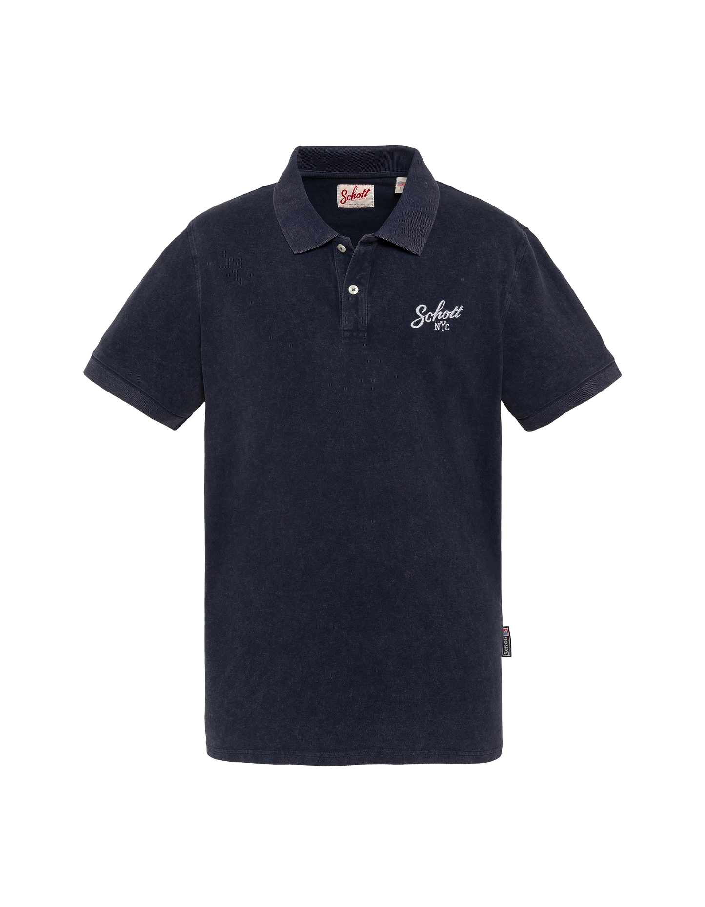 Dark navy polo shirt with retro logo
