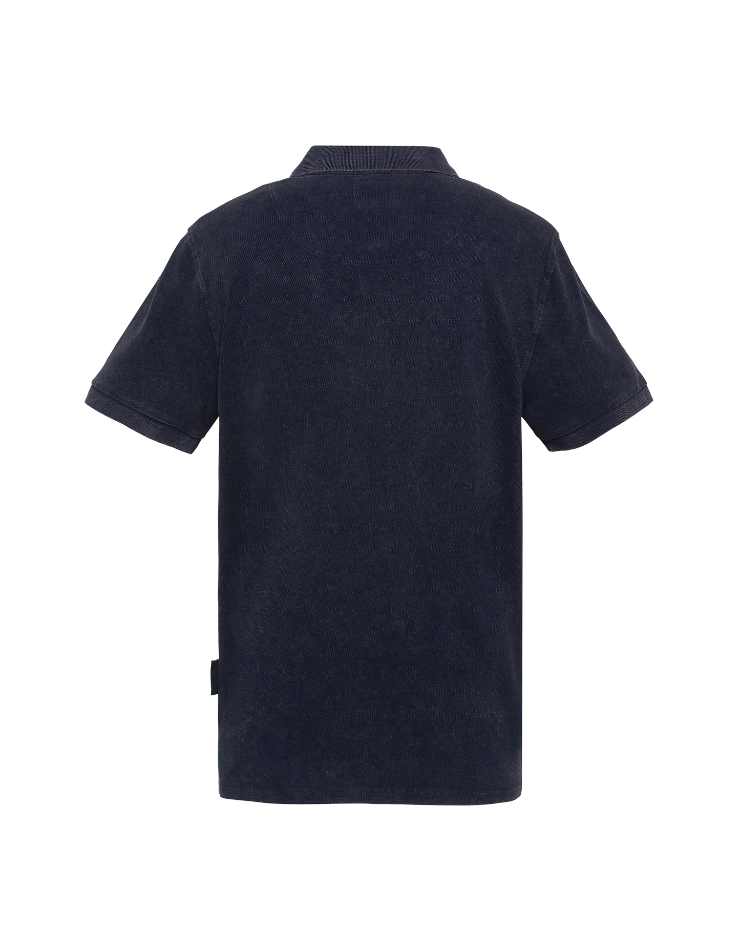 Dark navy polo shirt with retro logo