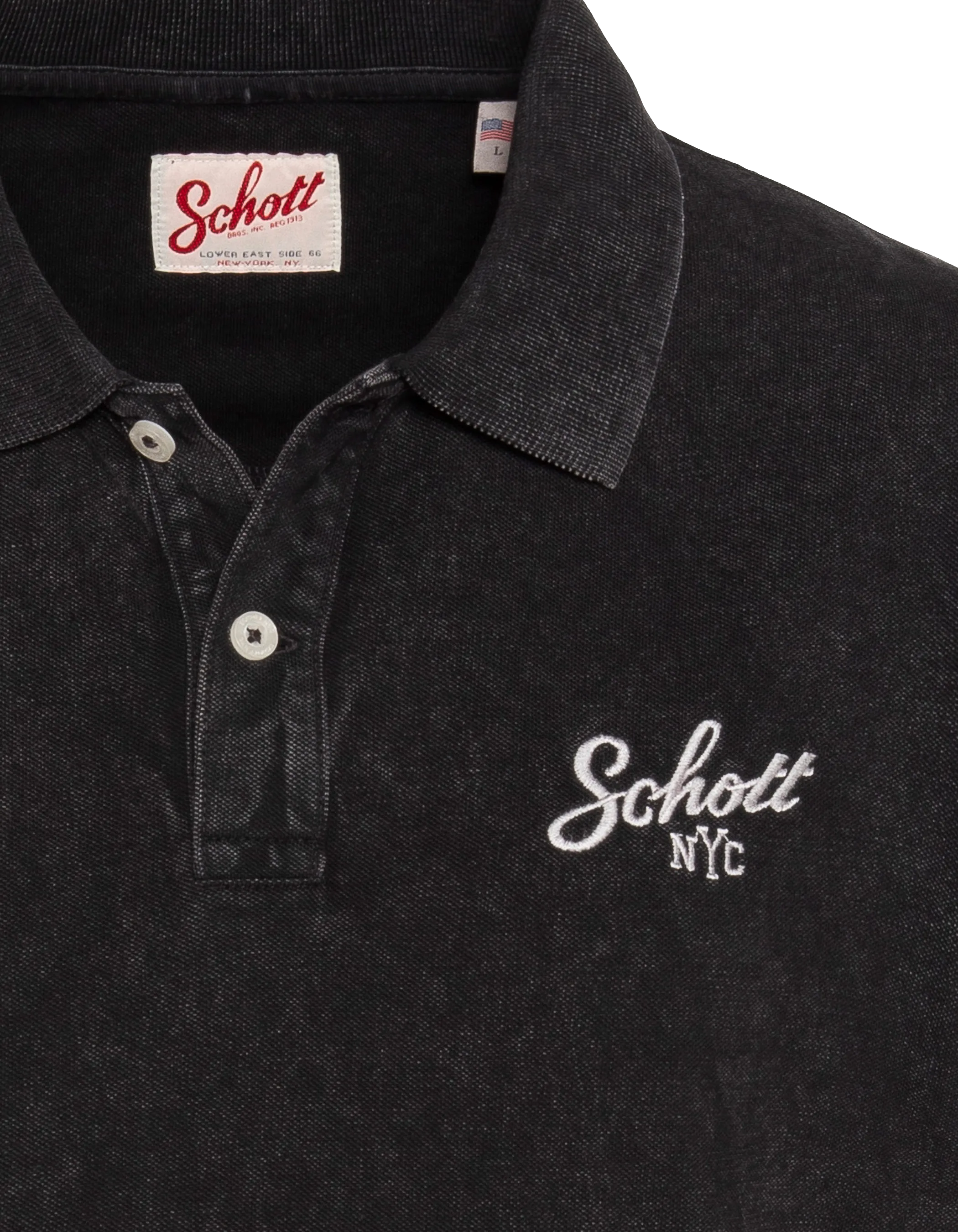 Polo noir délavé avec logo rétro-3