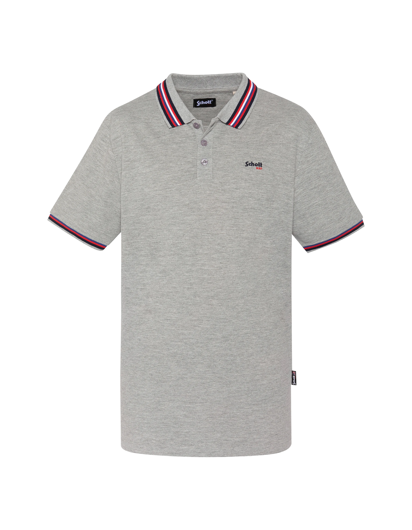 Polo gris chiné avec liserés tricolores