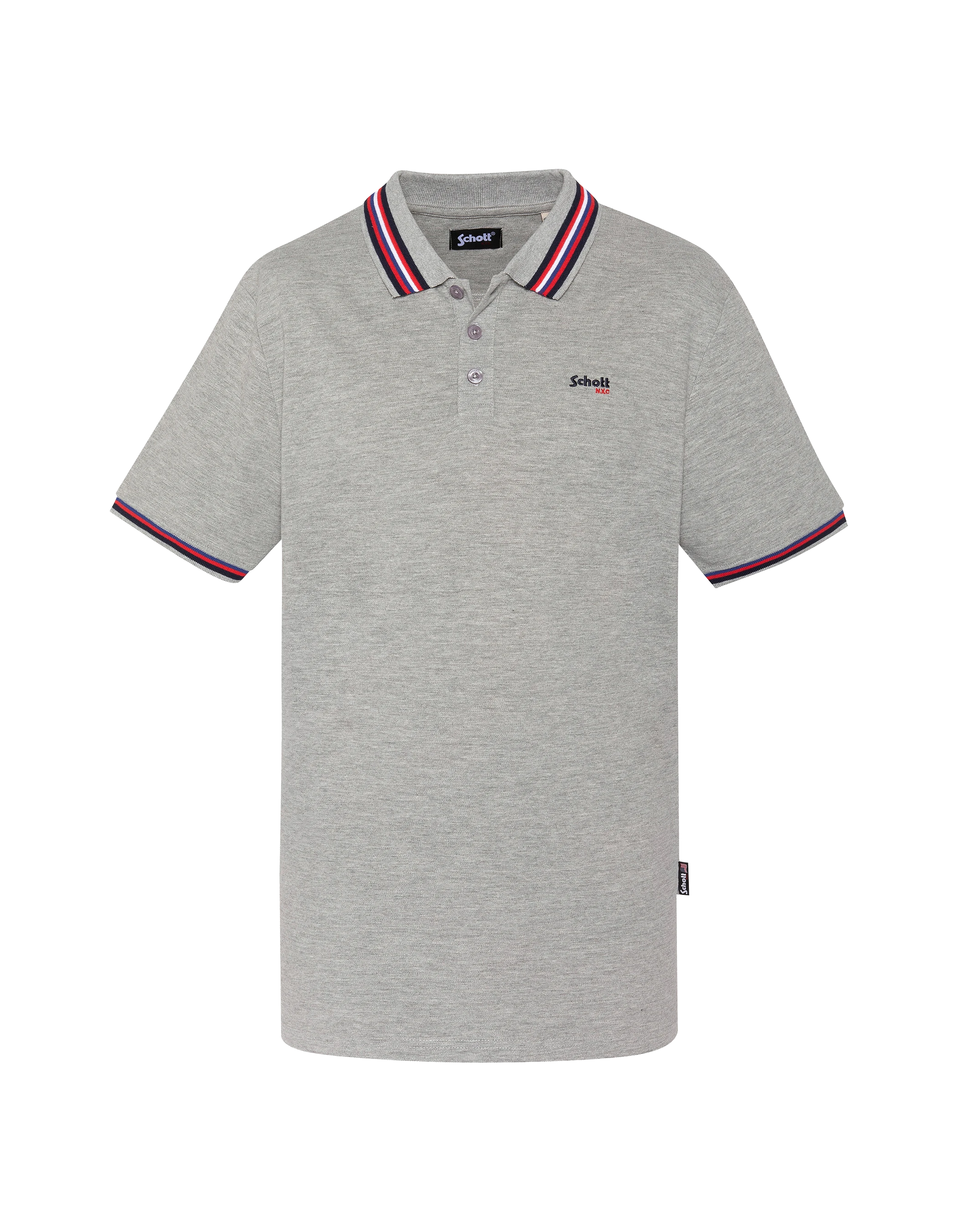 Polo gris chiné avec liserés tricolores-1