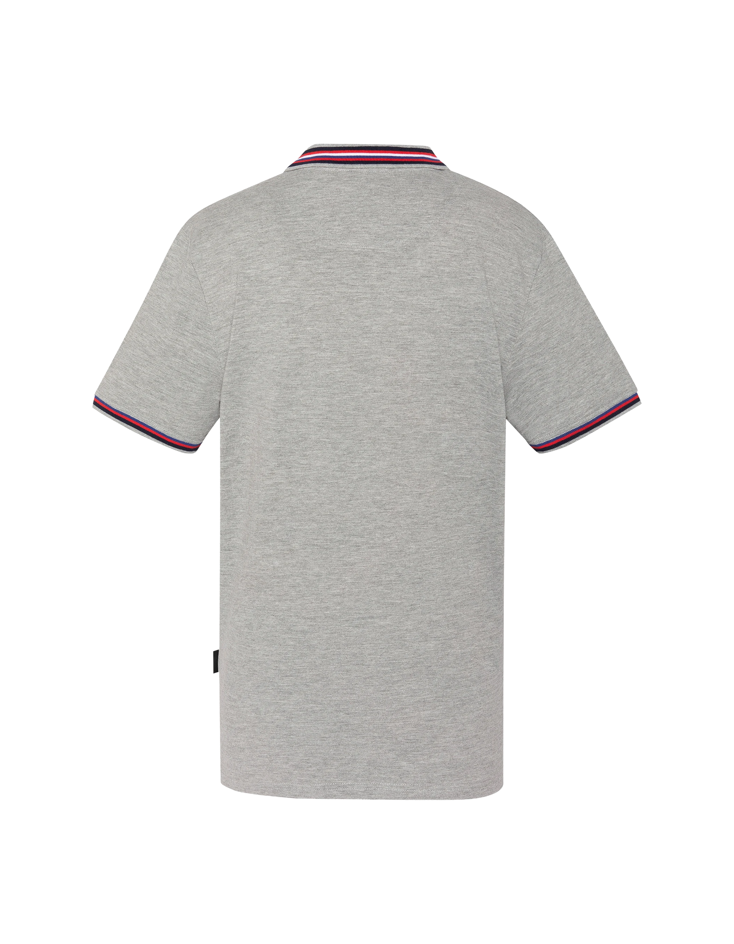 Polo gris chiné avec liserés tricolores
