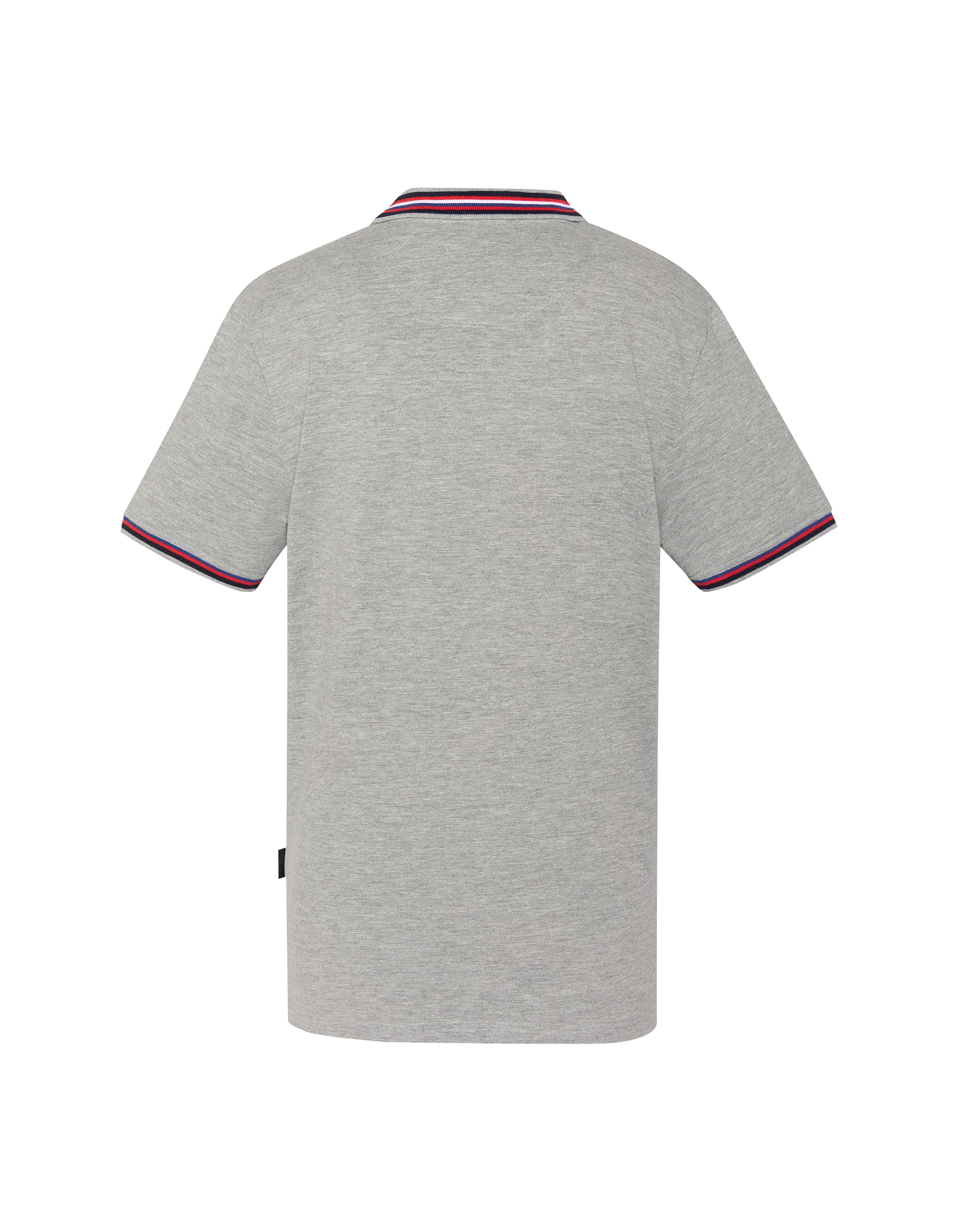 Polo gris chiné avec liserés tricolores-2