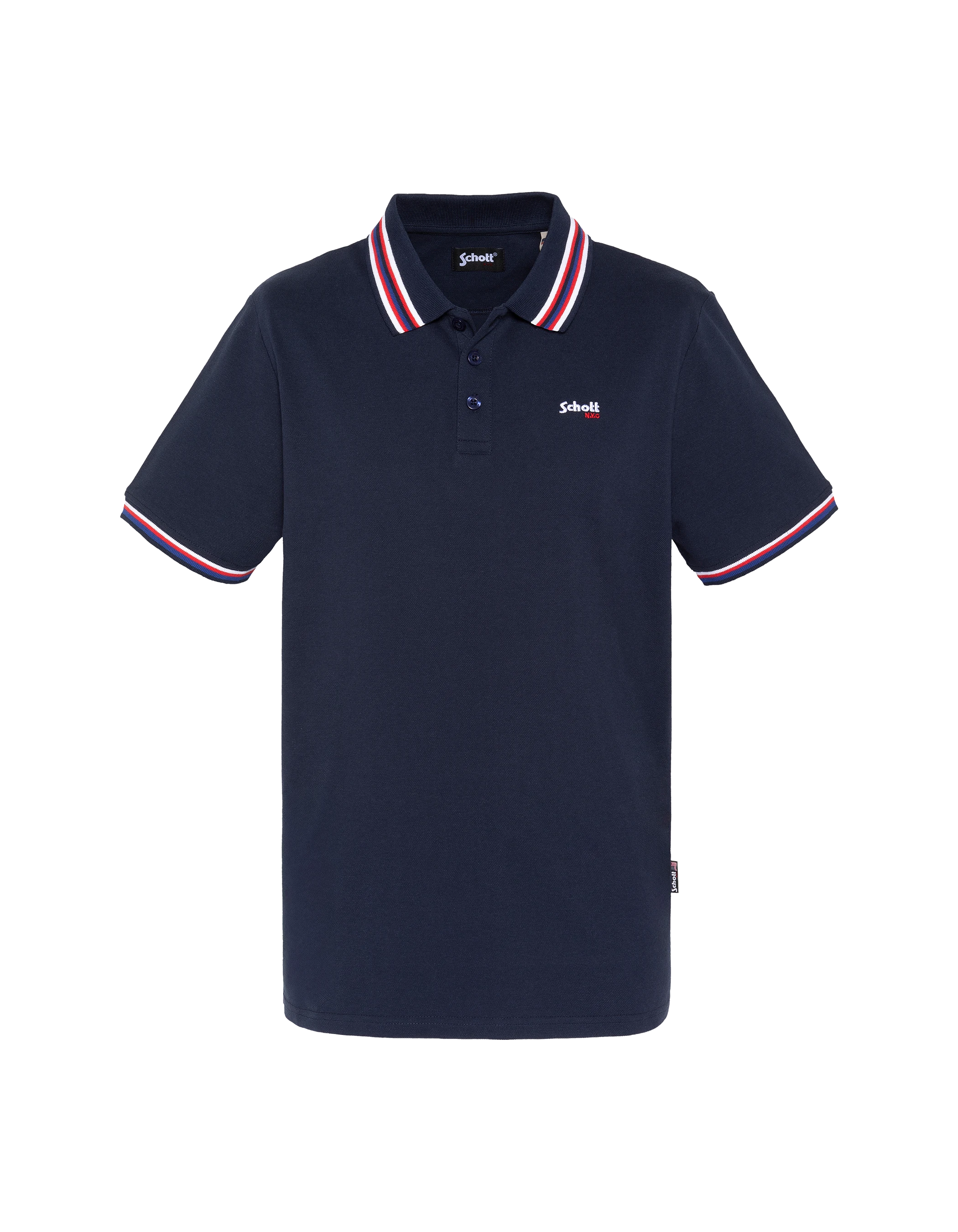 Polo bleu marine avec liserés tricolores-1