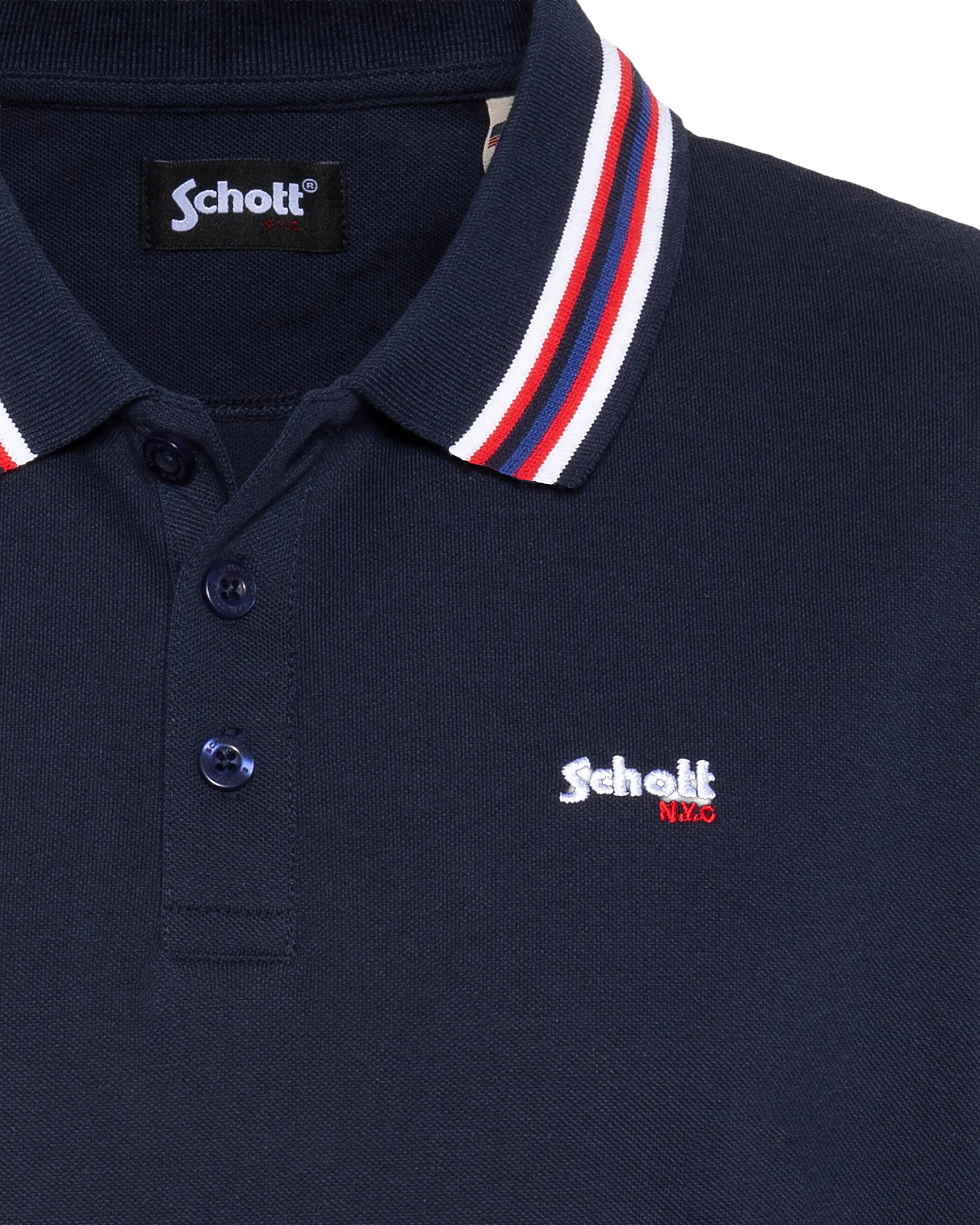 Polo bleu marine avec liserés tricolores-3