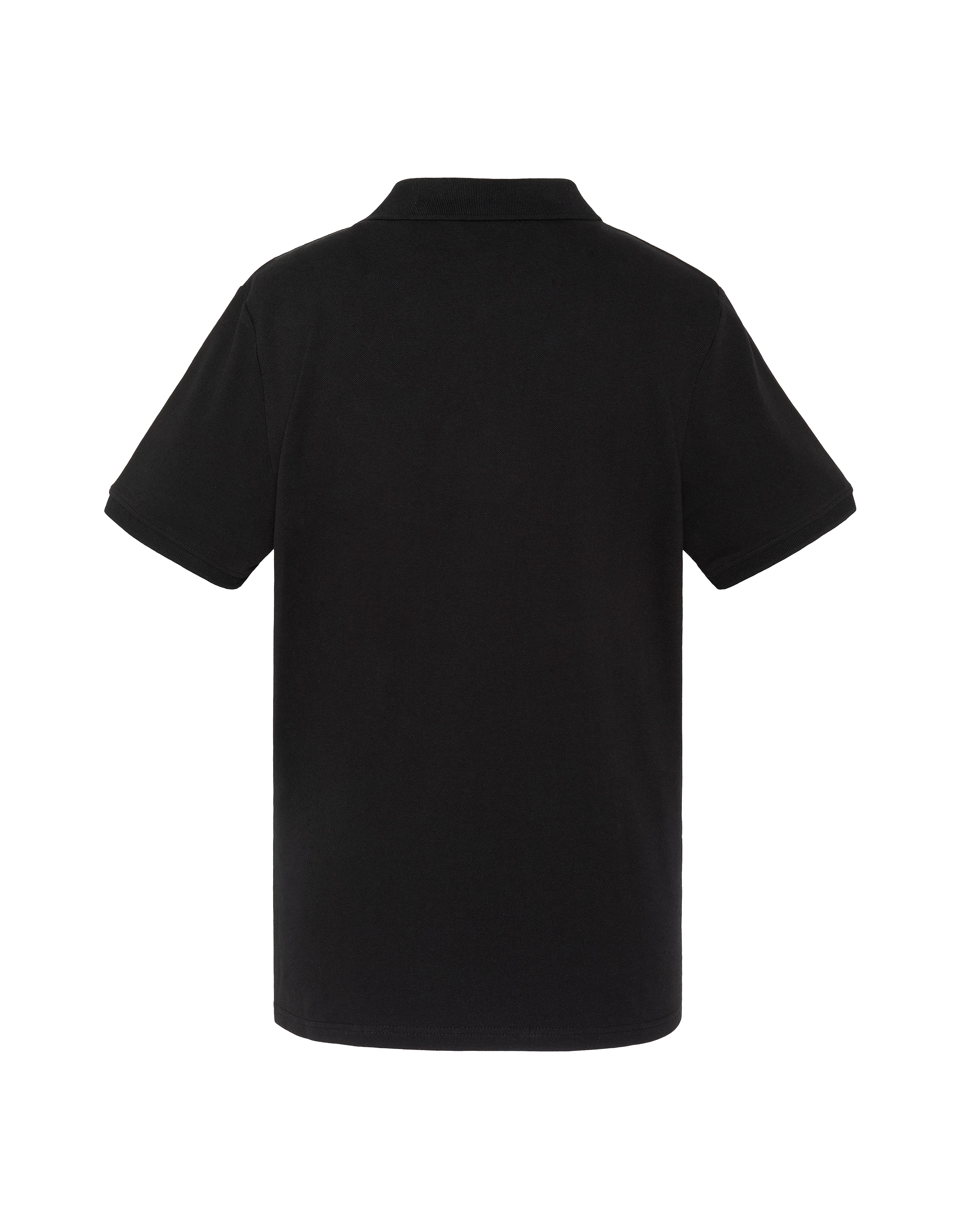 Polo noir avec logo brodé et patte contrastée-2