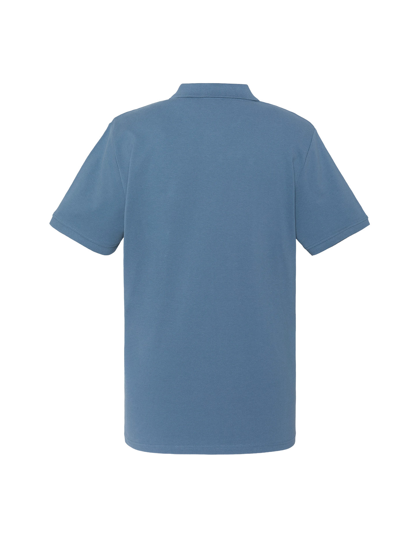 Jeansblaues Poloshirt mit gesticktem Logo und kontrastierendem Etikett