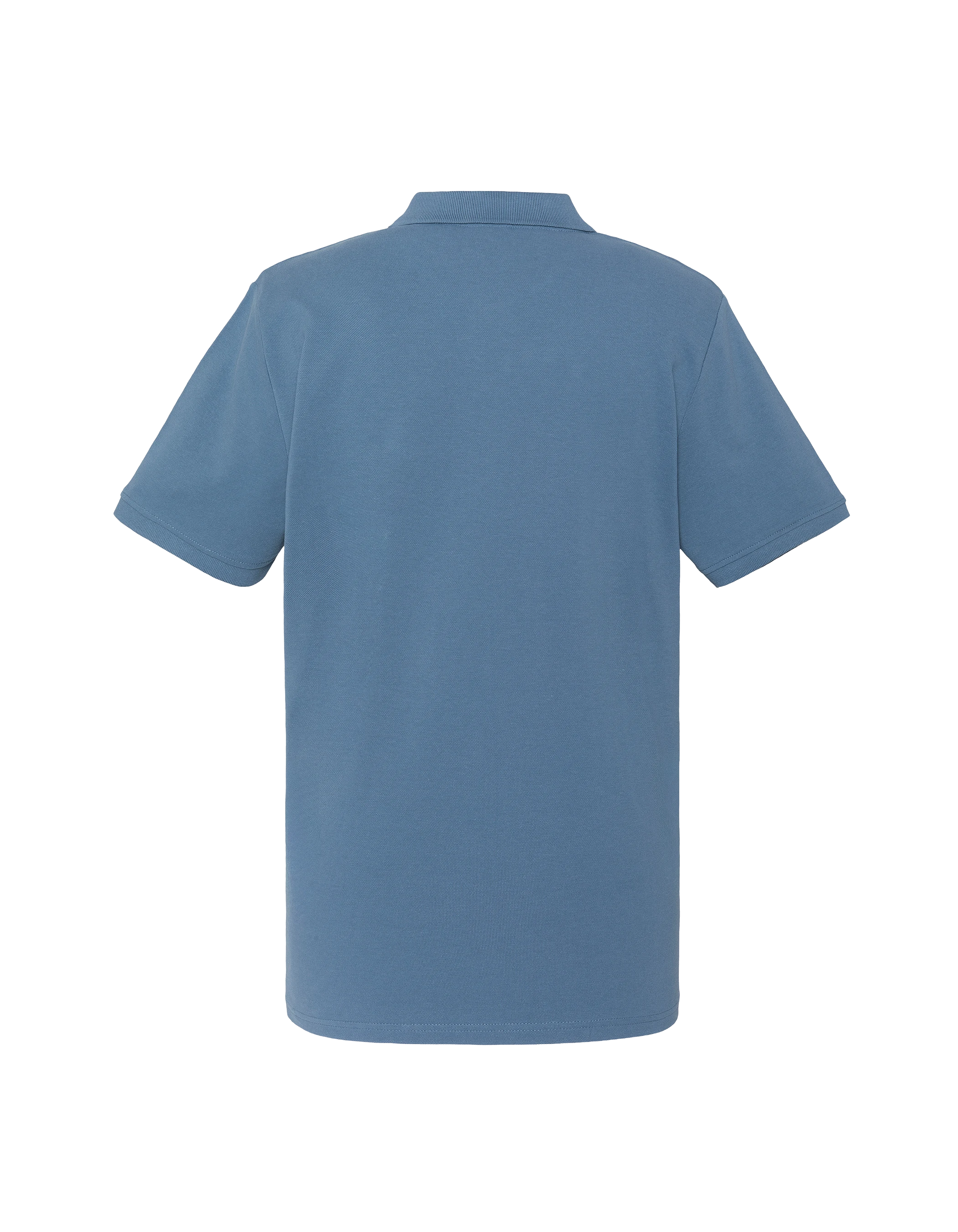 Jeansblaues Poloshirt mit gesticktem Logo und kontrastierendem Etikett-2