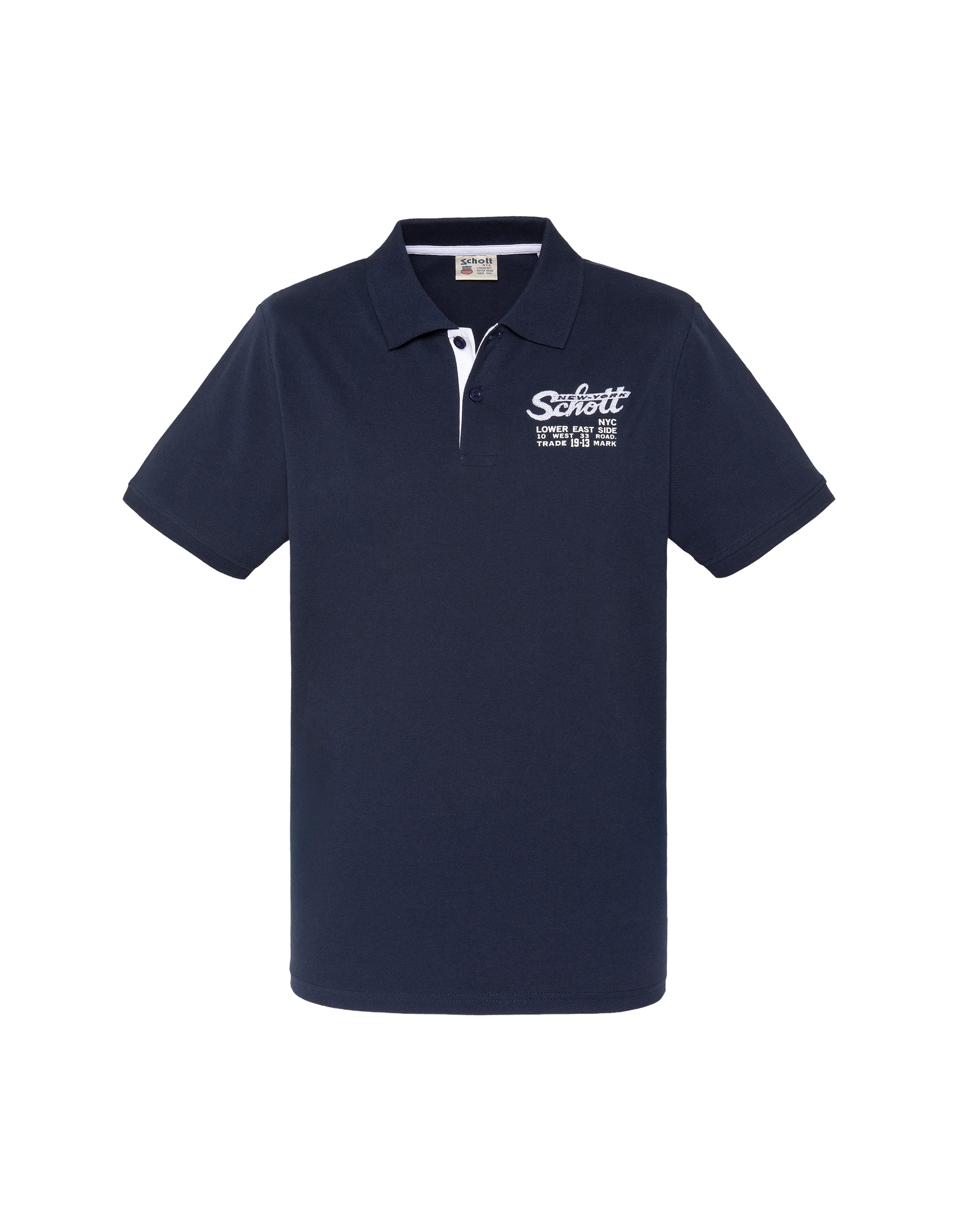 Polo bleu marine avec logo brodé et patte contrastée