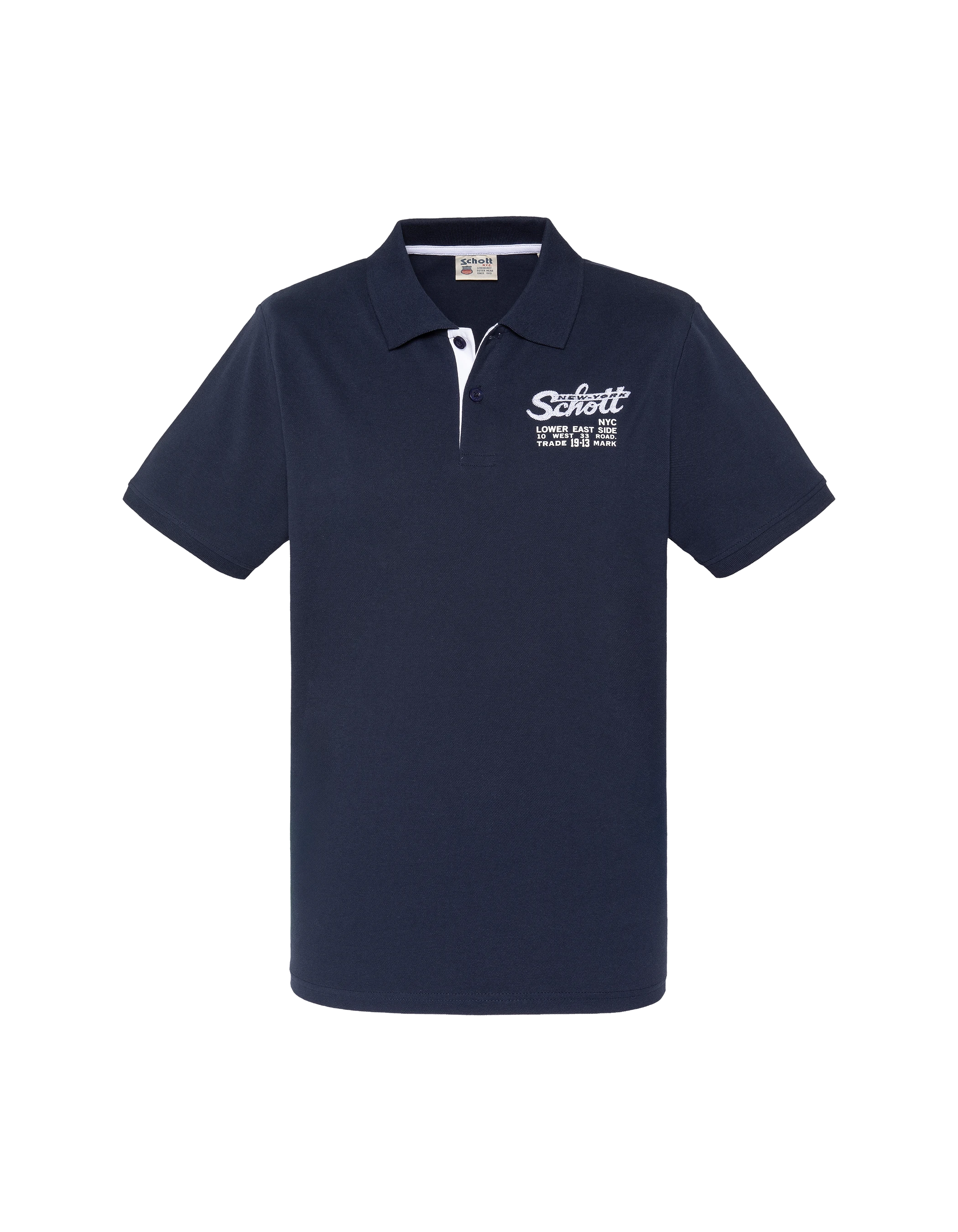 Polo bleu marine avec logo brodé et patte contrastée-1