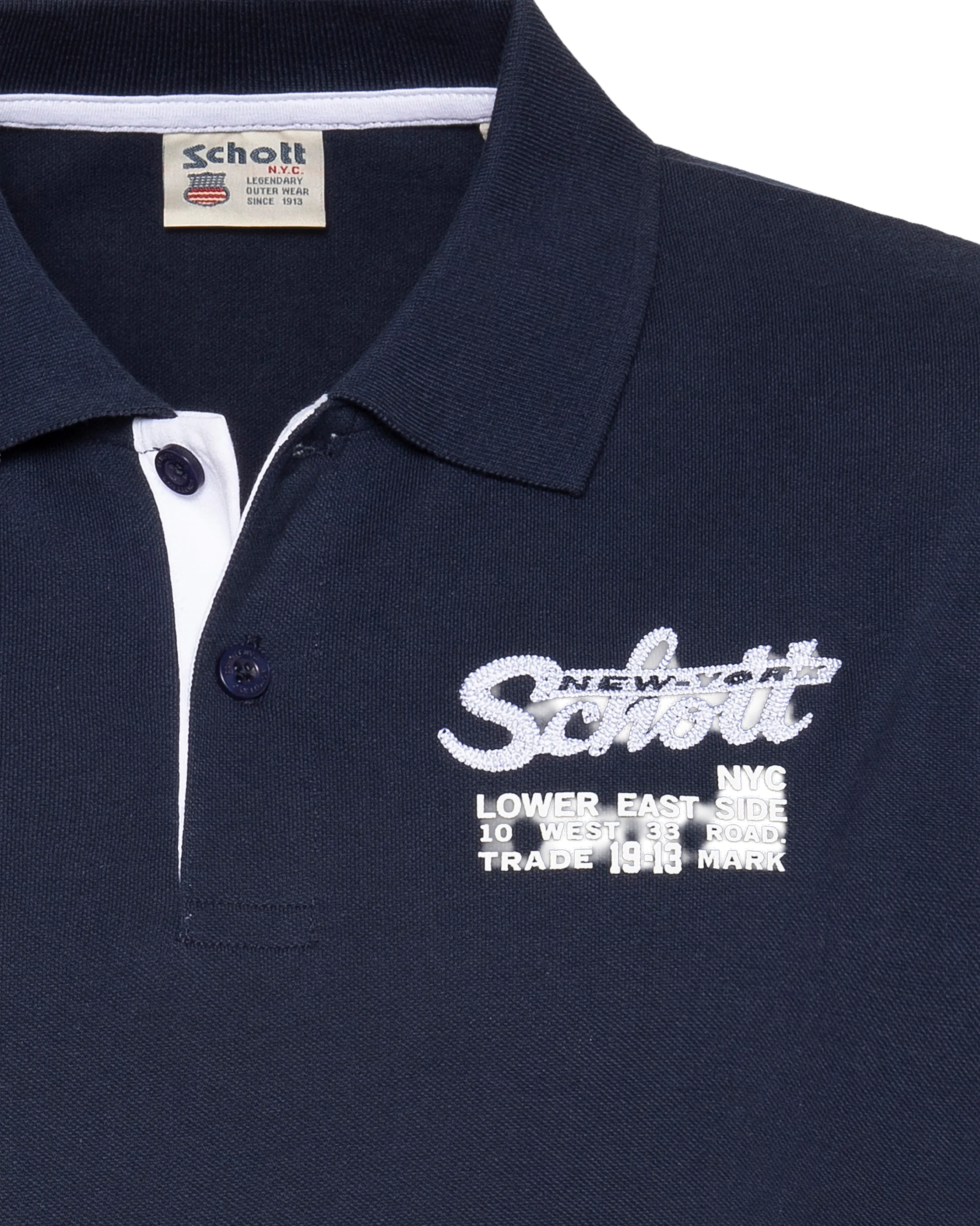 Polo bleu marine avec logo brodé et patte contrastée-3