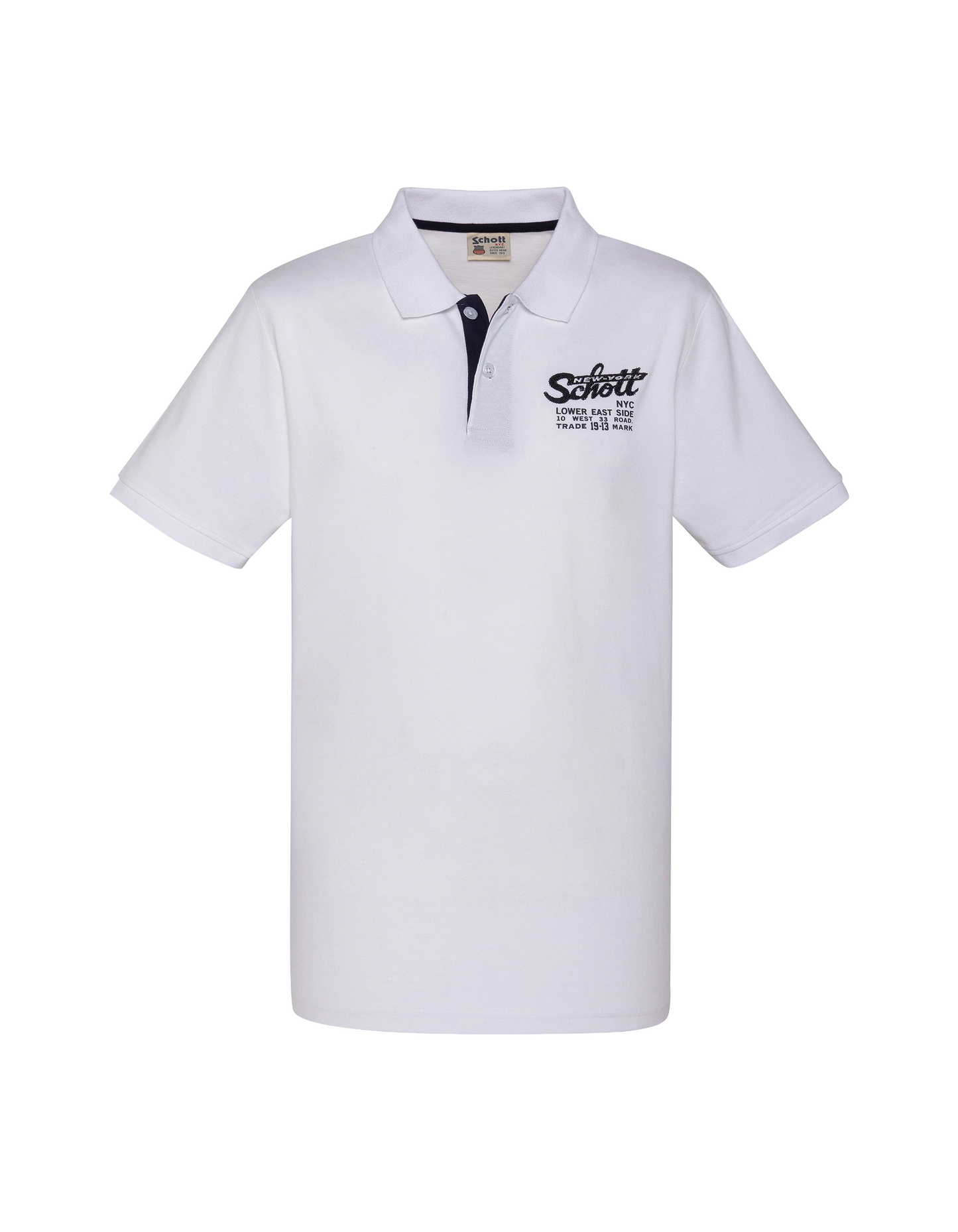 Polo blanc avec logo brodé et patte contrastée