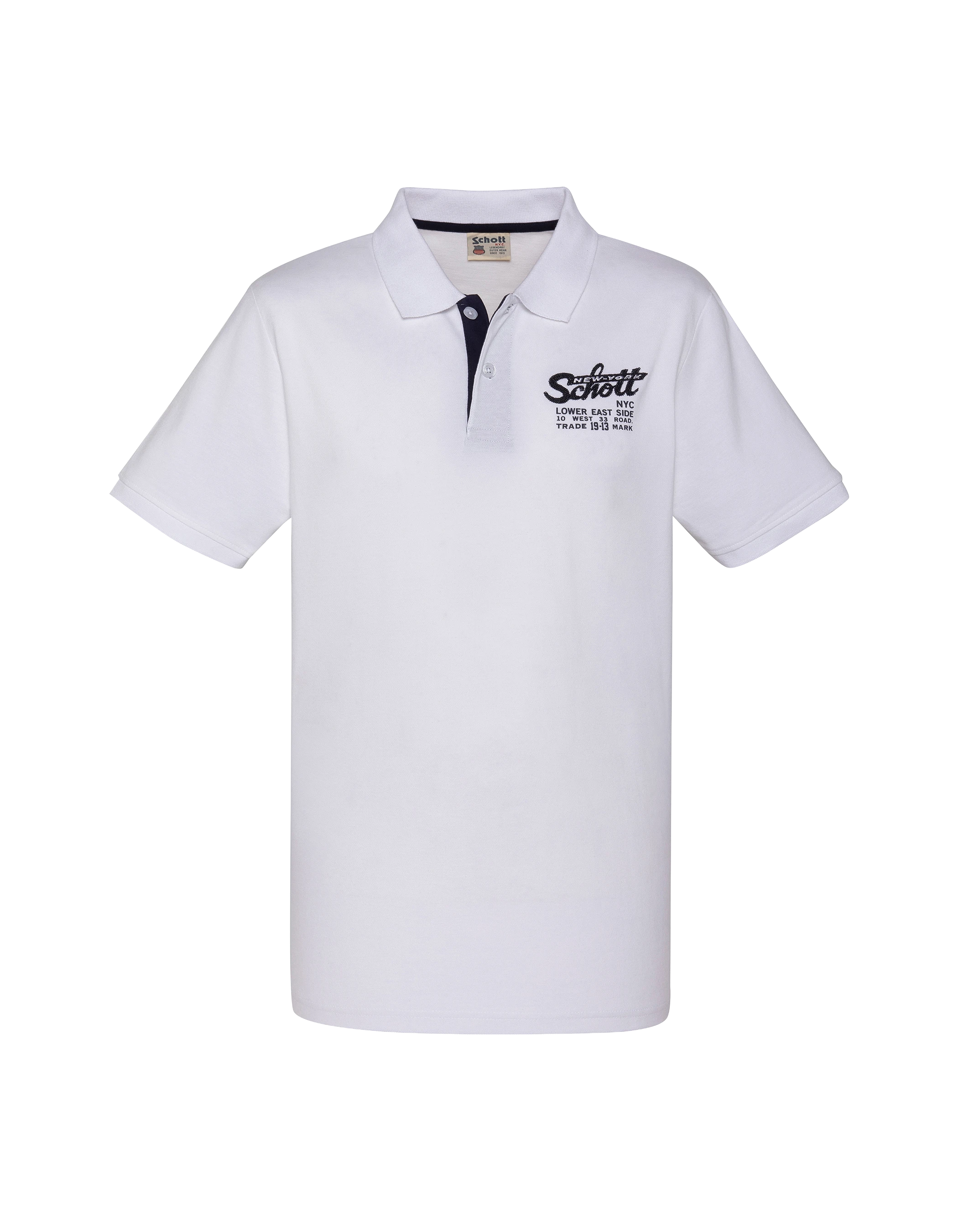 Polo blanc avec logo brodé et patte contrastée-1