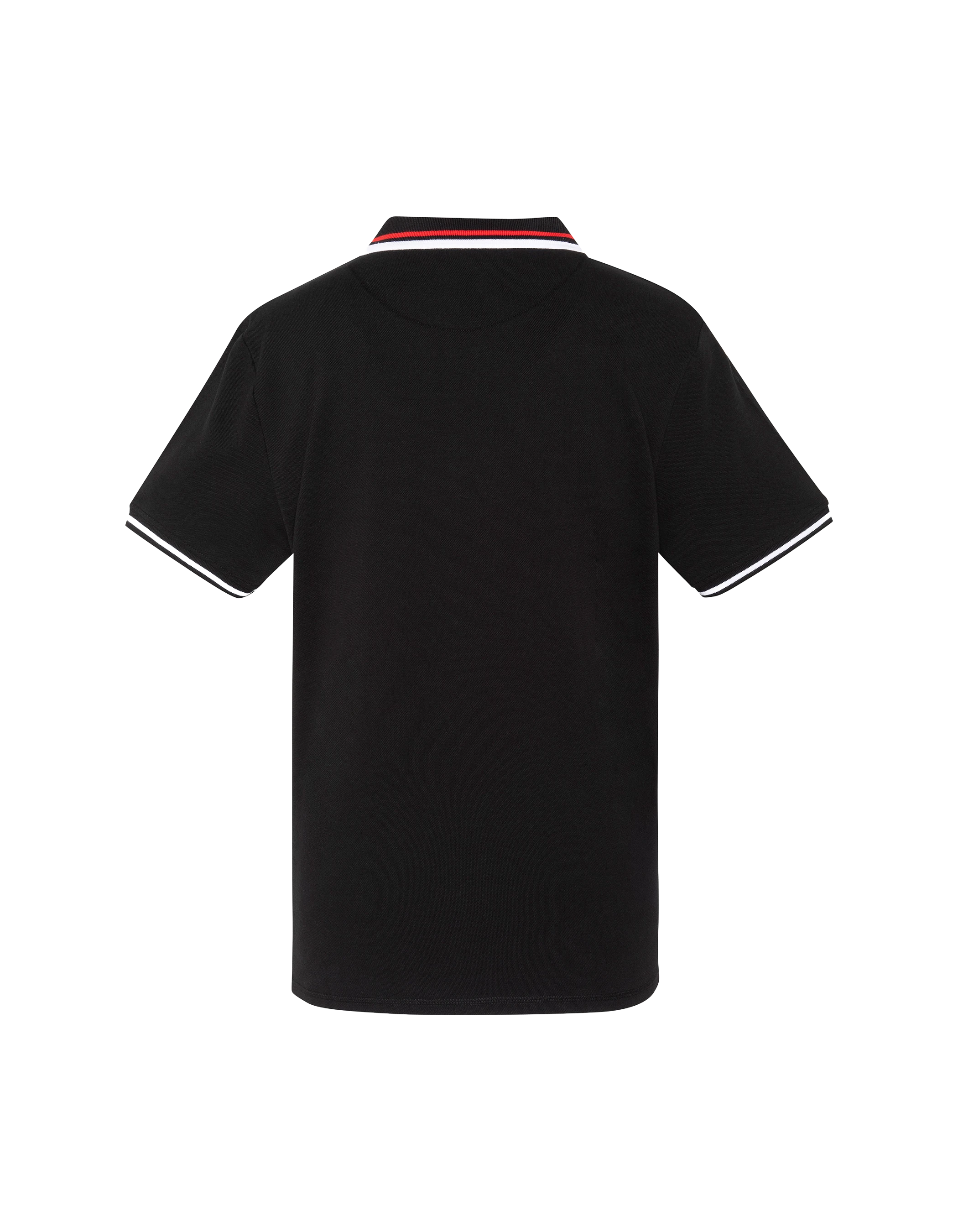 Black polo shirt with flap pocket and tricolor piping-2