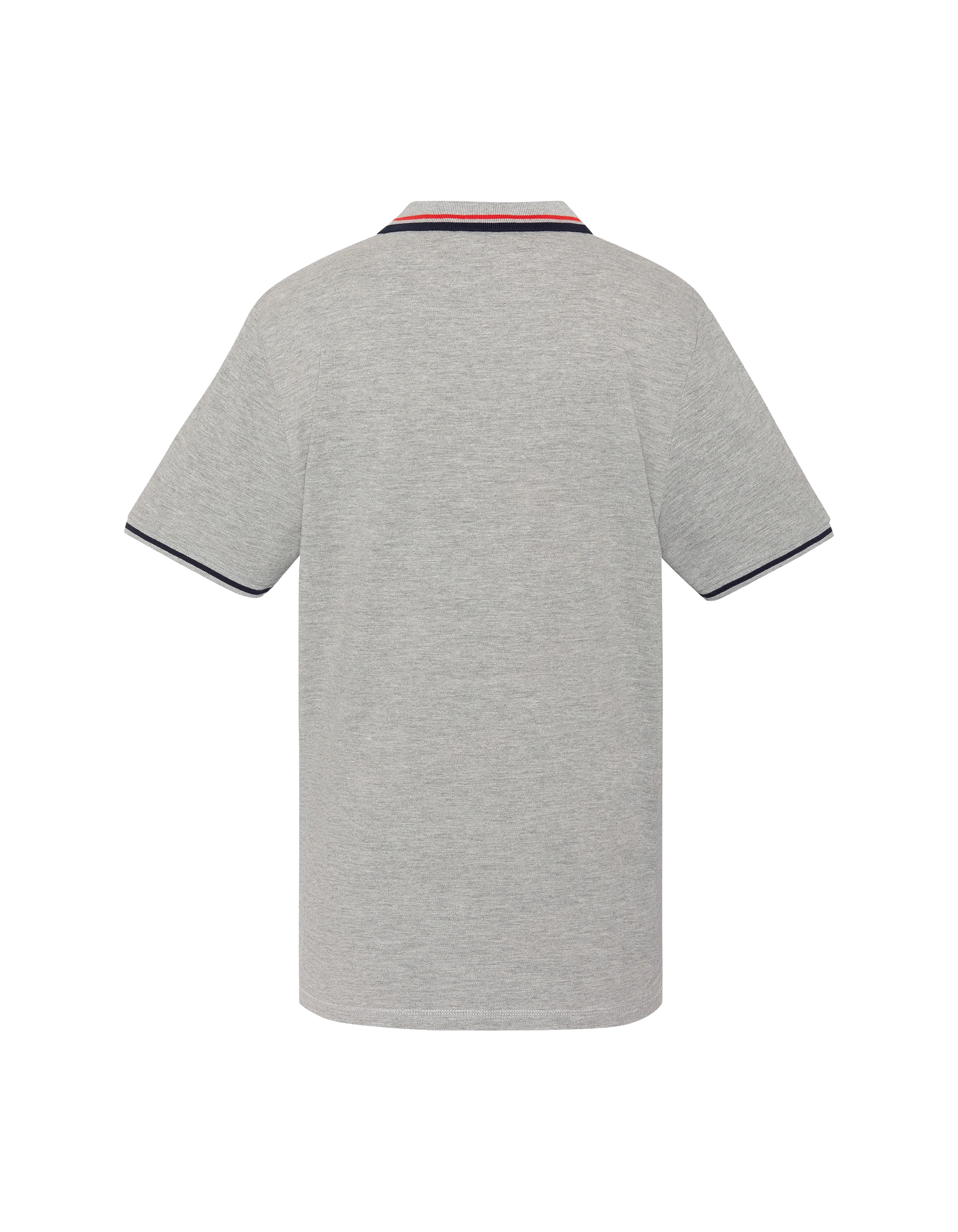 Polo shirt heather grey with flap pocket and tricolor piping
