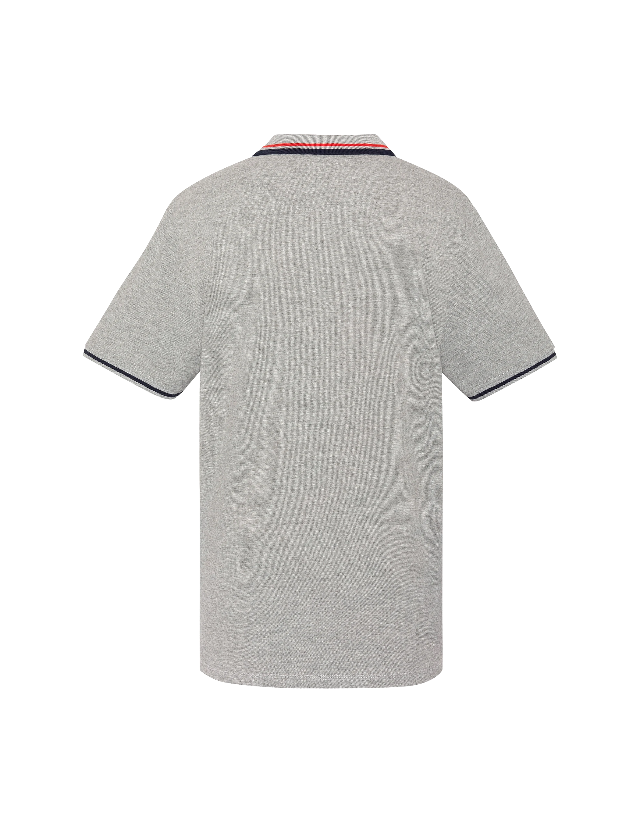 Polo shirt heather grey with flap pocket and tricolor piping-2