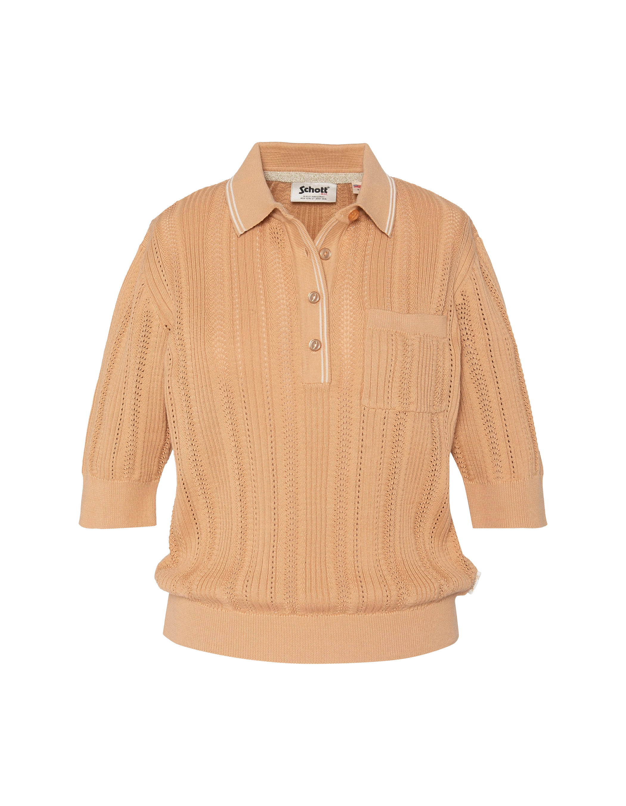 Honigfarbenes Retro-Poloshirt-2