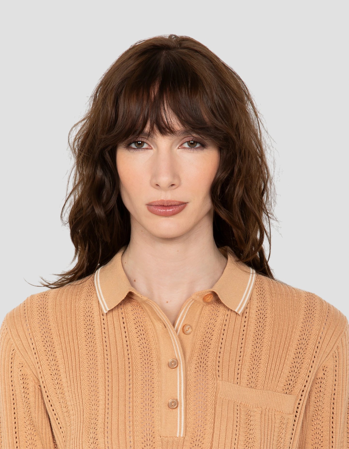 Honigfarbenes Retro-Poloshirt