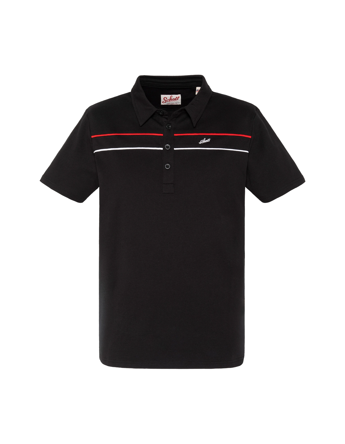 Polo noir en jersey avec liserés contrastés