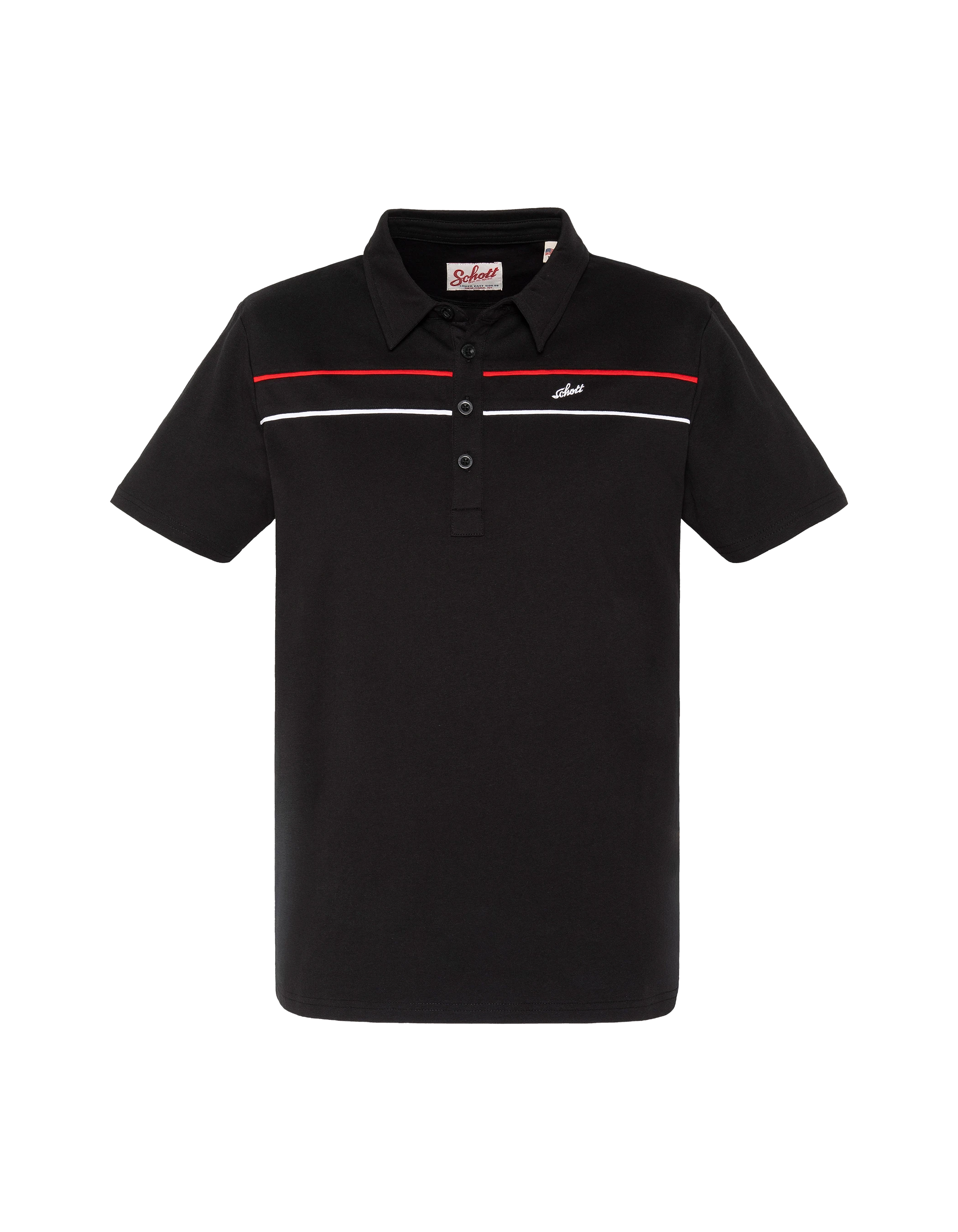 Polo noir en jersey avec liserés contrastés-1