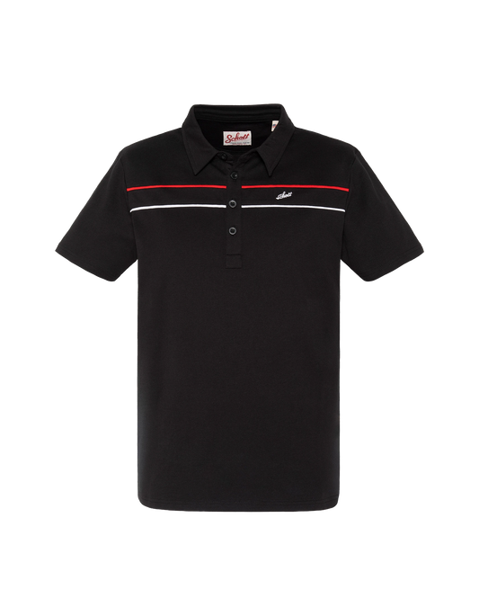 Polo noir en jersey avec liserés contrastés