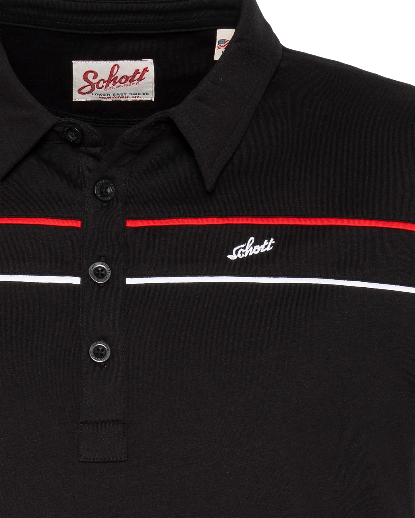 Polo noir en jersey avec liserés contrastés
