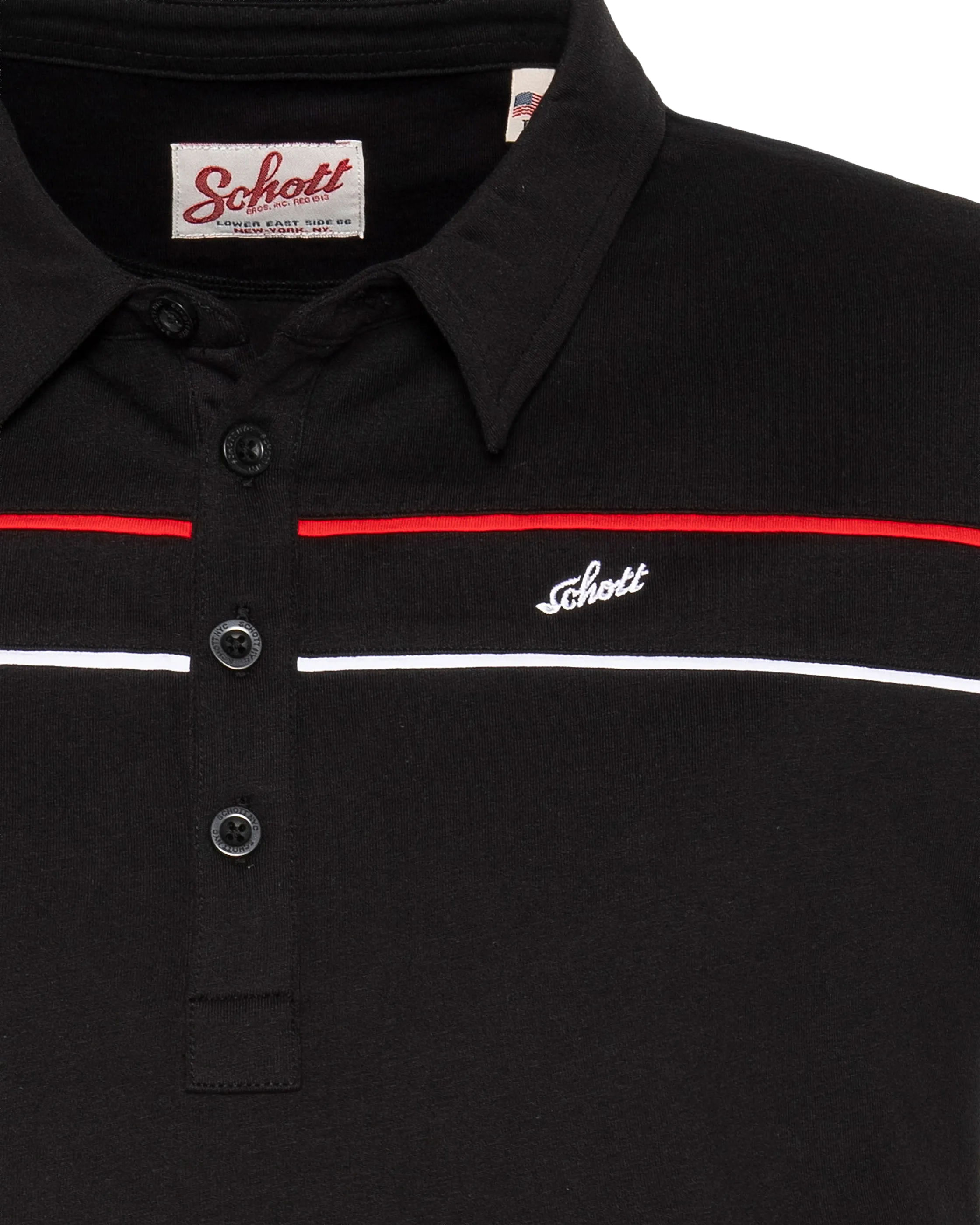 Polo noir en jersey avec liserés contrastés-3