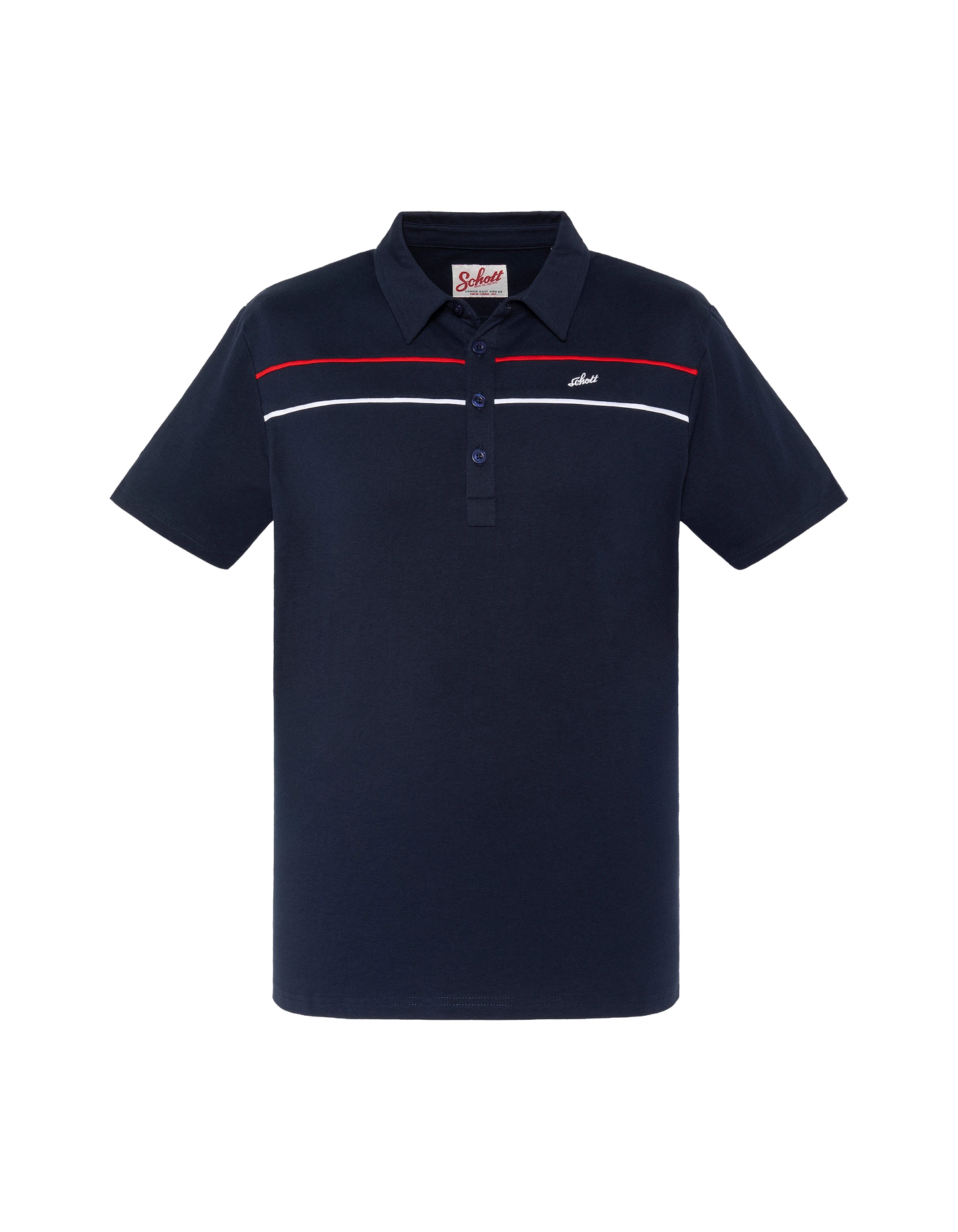 Polo bleu marine en jersey avec liserés contrastés