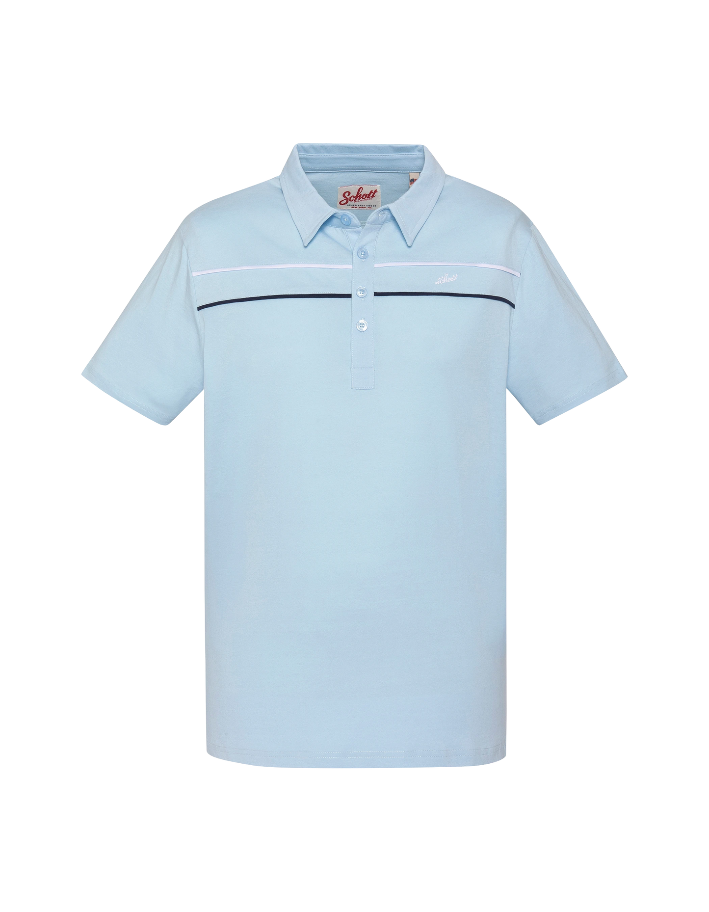 Polo bleu ciel en jersey avec liserés contrastés