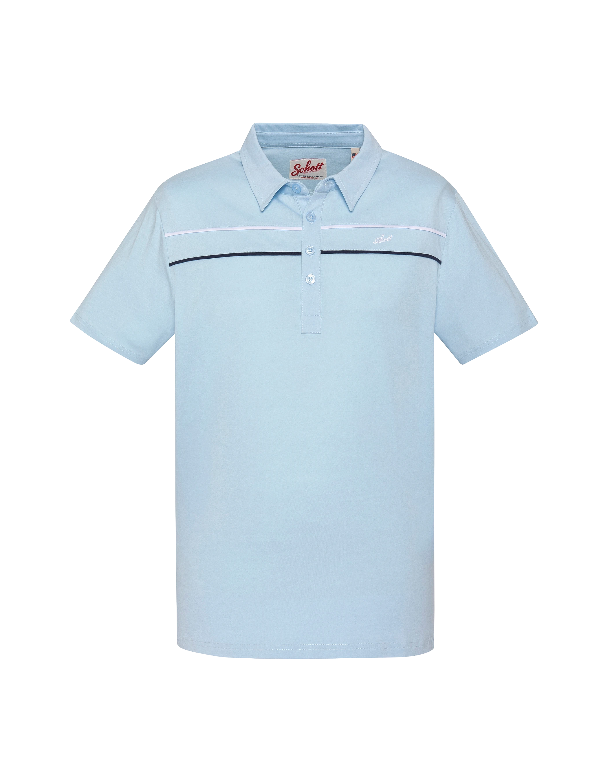 Polo bleu ciel en jersey avec liserés contrastés-1