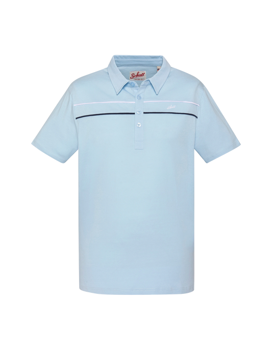 Polo bleu ciel en jersey avec liserés contrastés