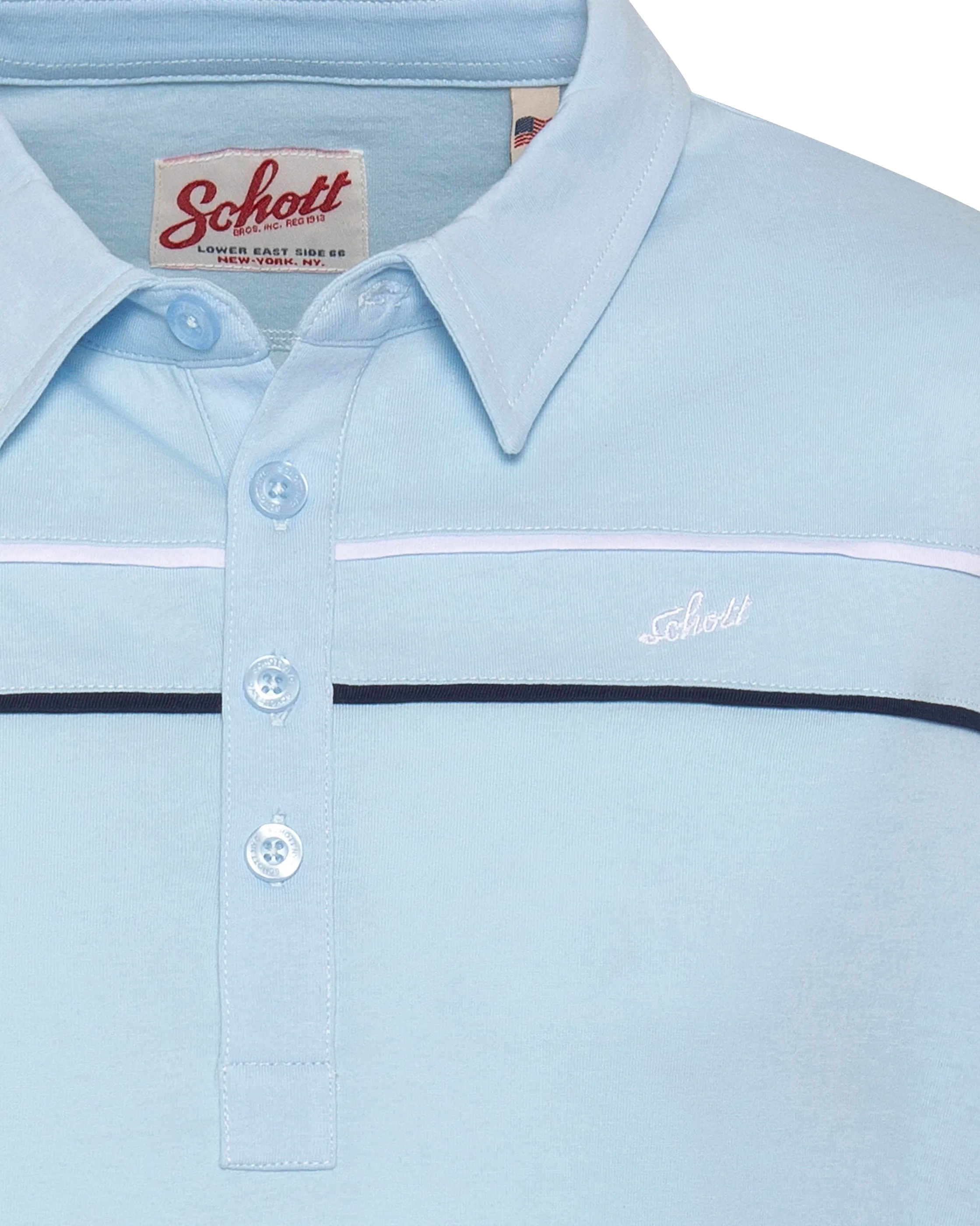 Polo bleu ciel en jersey avec liserés contrastés-3