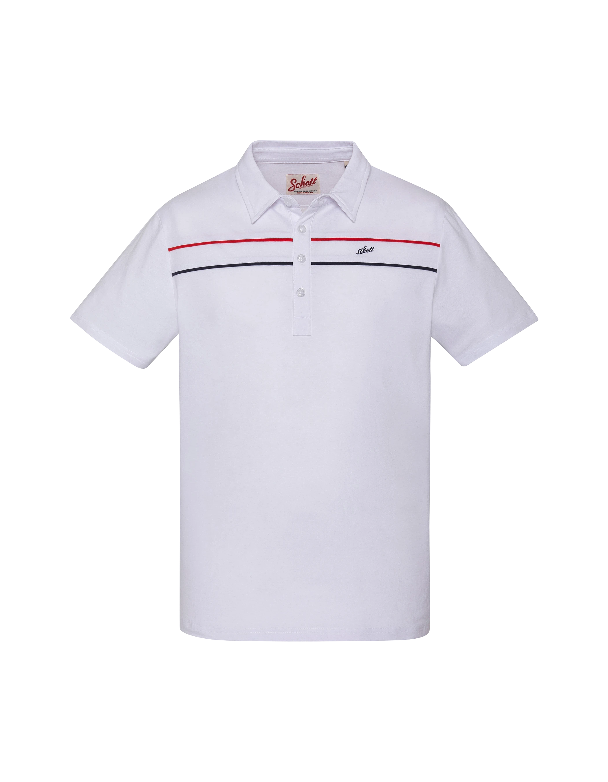 Polo blanc en jersey avec liserés contrastés-1