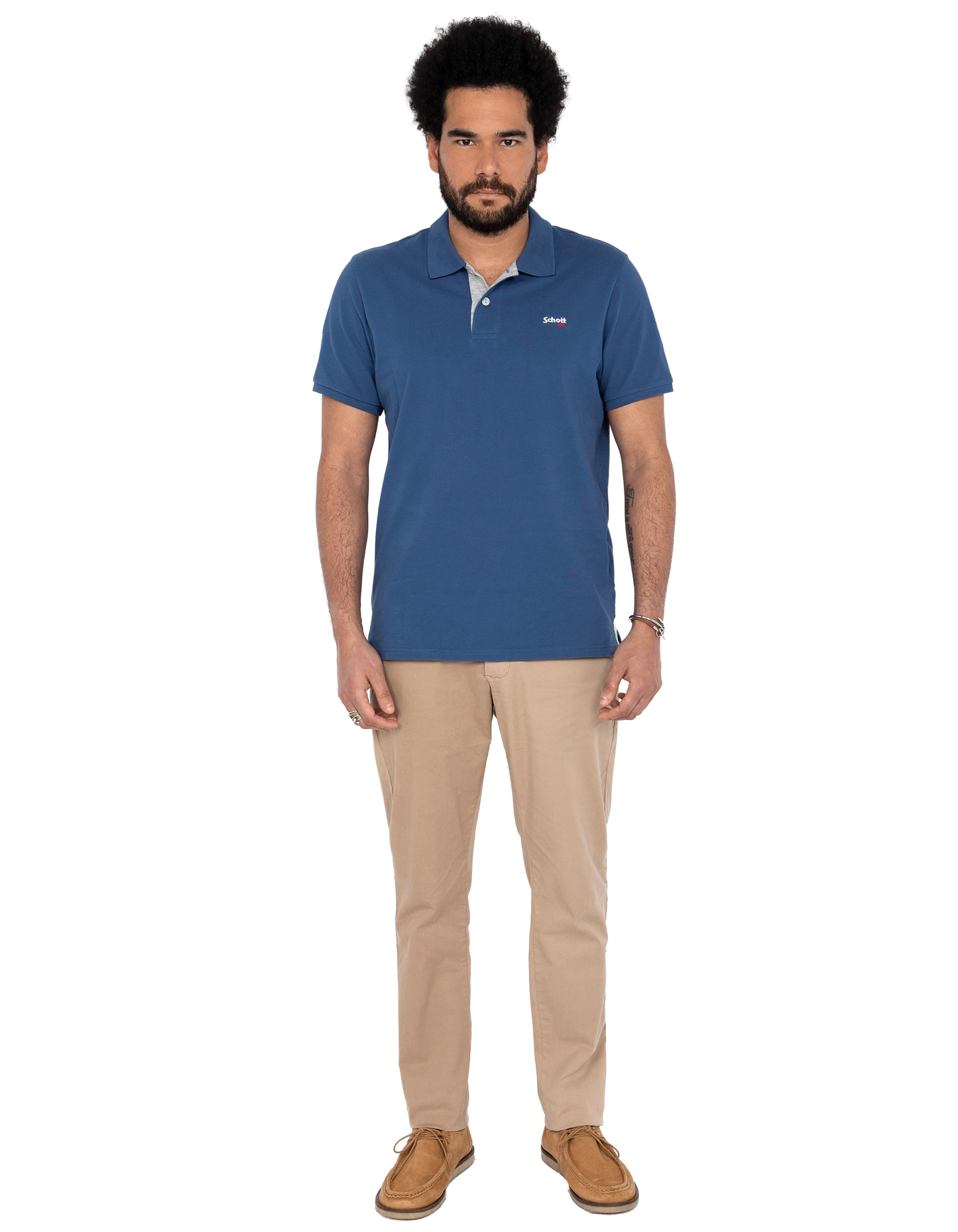 Polo bleu et gris