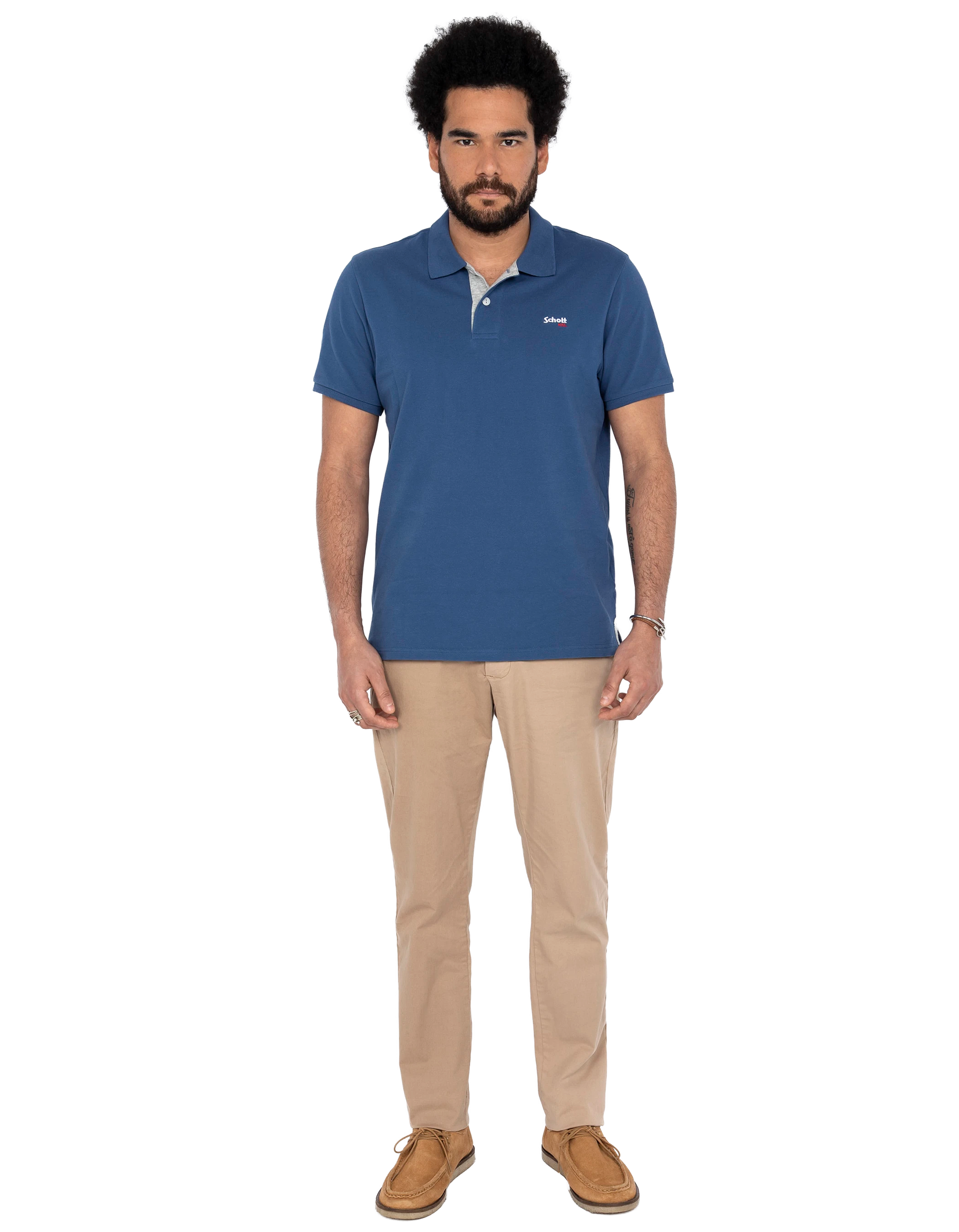 Polo bleu et gris-1