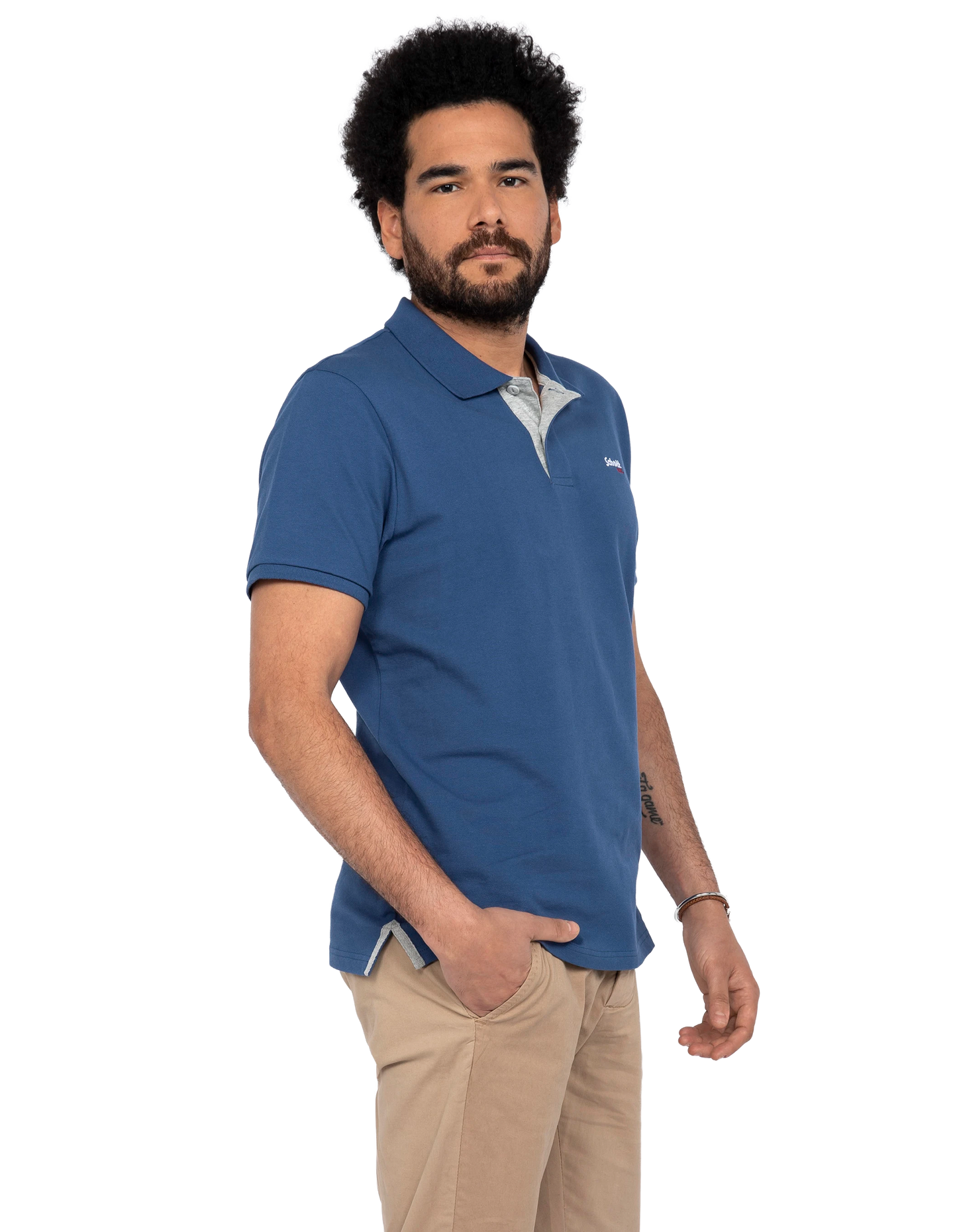 Polo bleu et gris