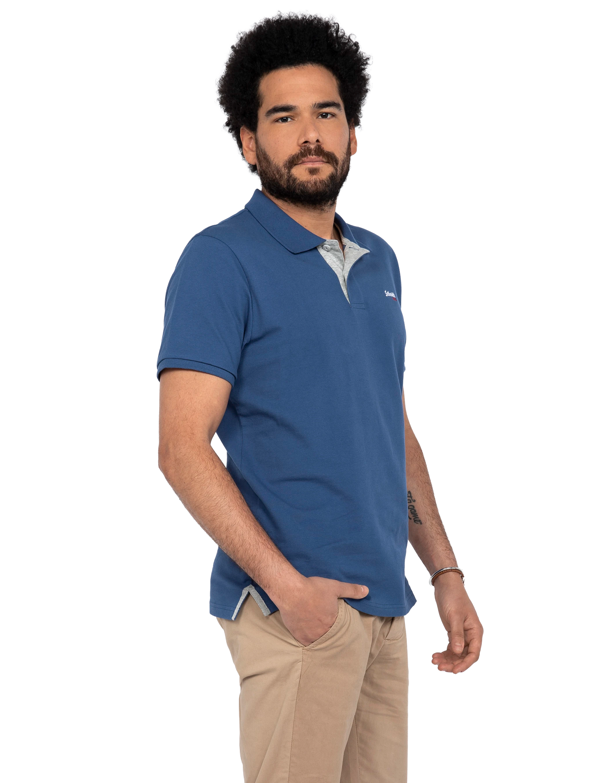 Polo bleu et gris-3