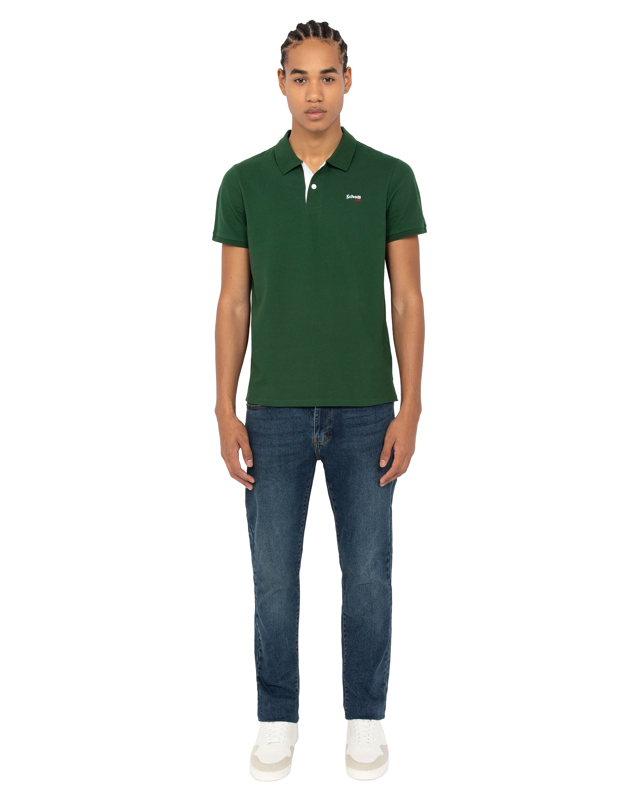 Polo vert et blanc-1