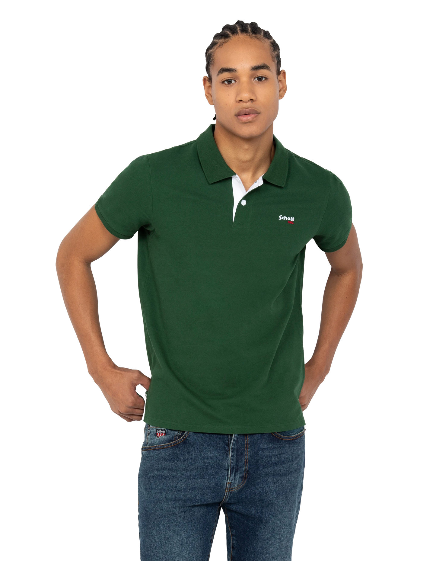 Polo vert et blanc