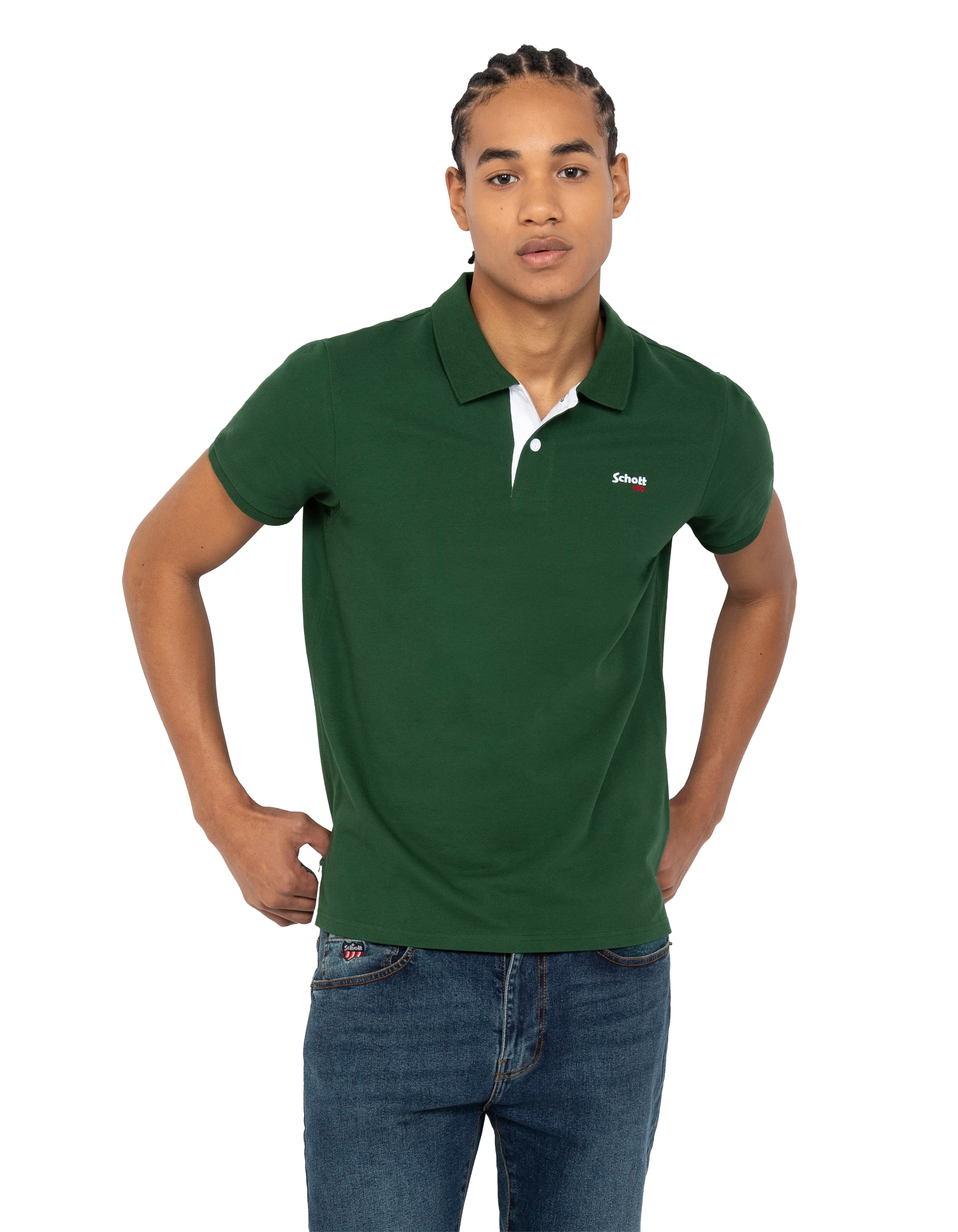 Polo vert et blanc-3