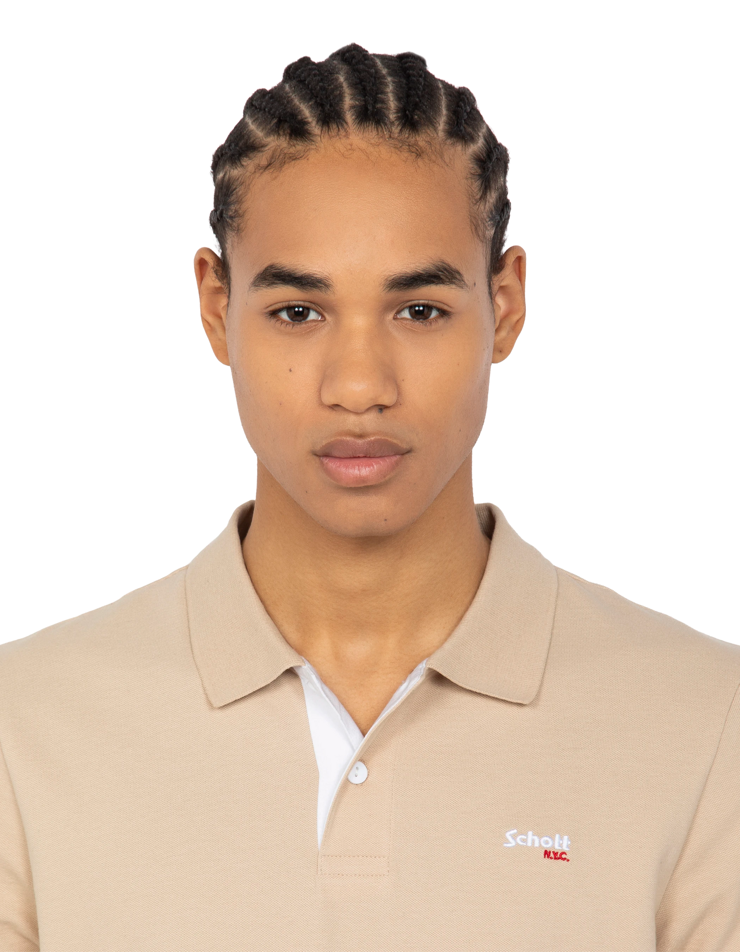 Polo beige clair et blanc