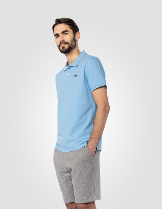 Camisa de polo azul y azul blanco