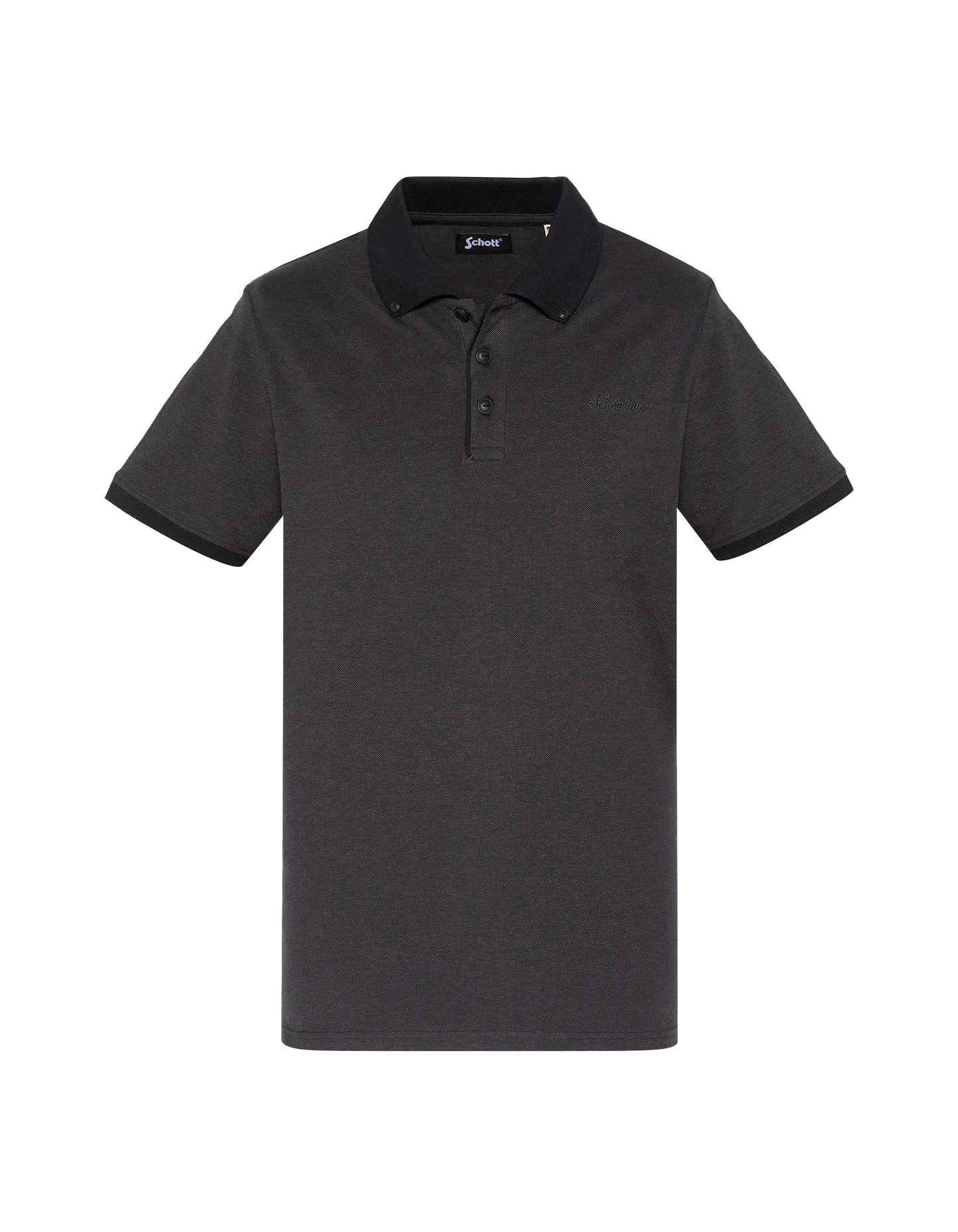 Polo noir en coton piqué