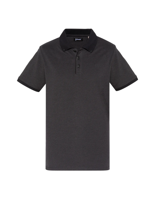 Polo noir en coton piqué