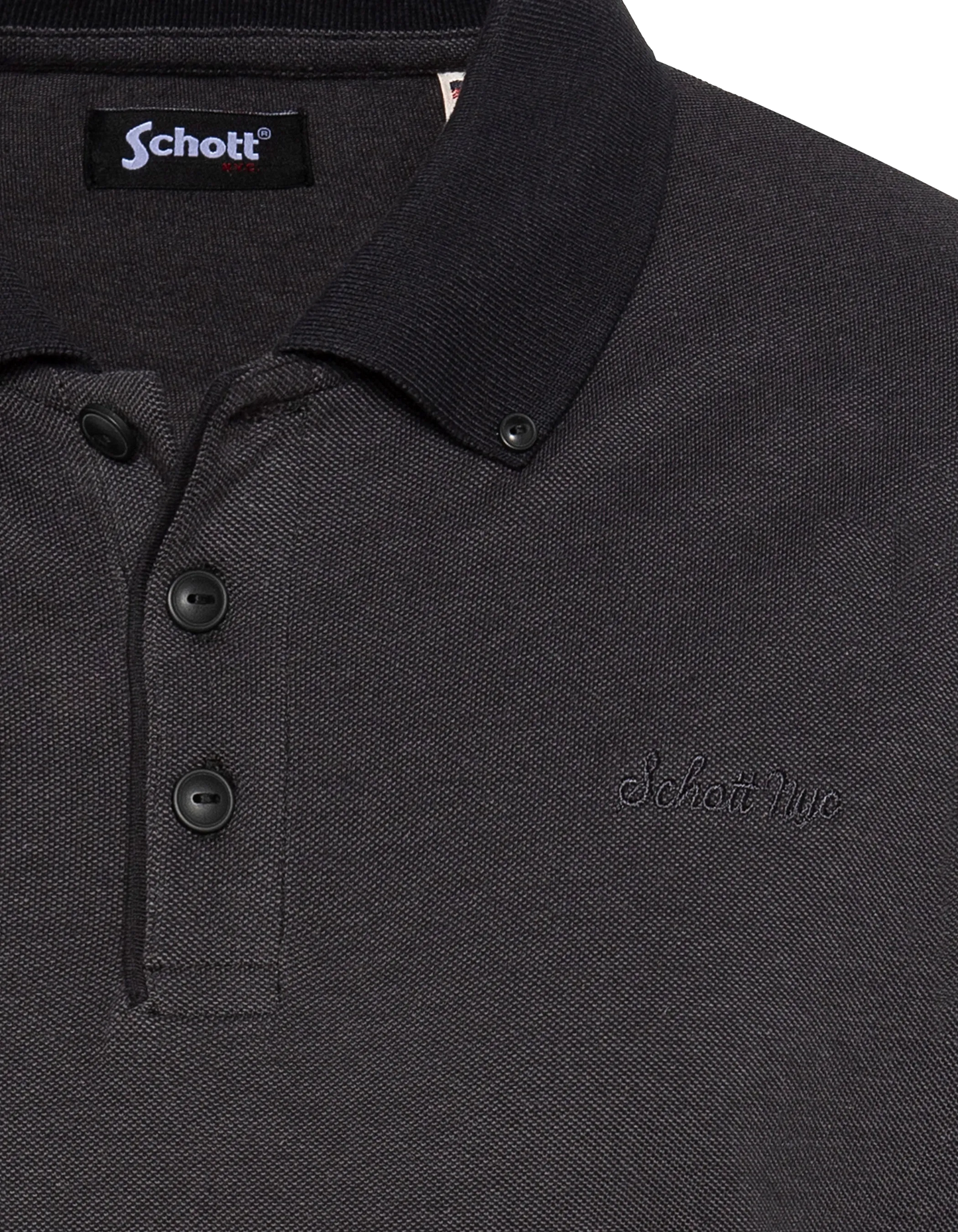 Polo noir en coton piqué