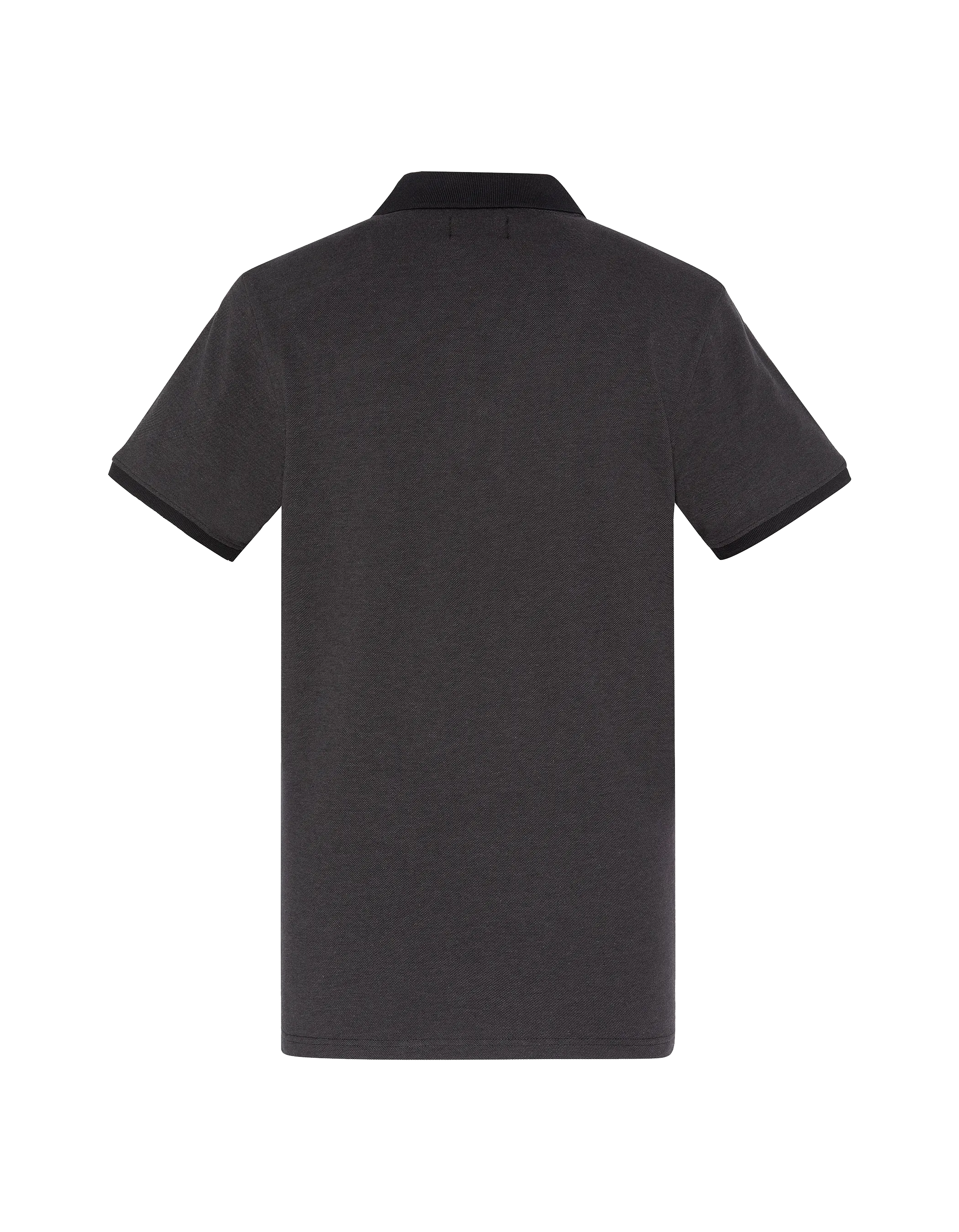 Polo noir en coton piqué-2