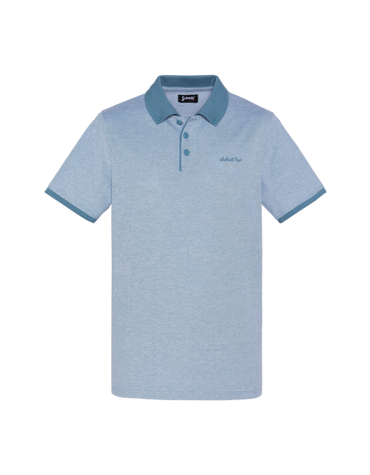 Polo bleu jeans en coton piqué