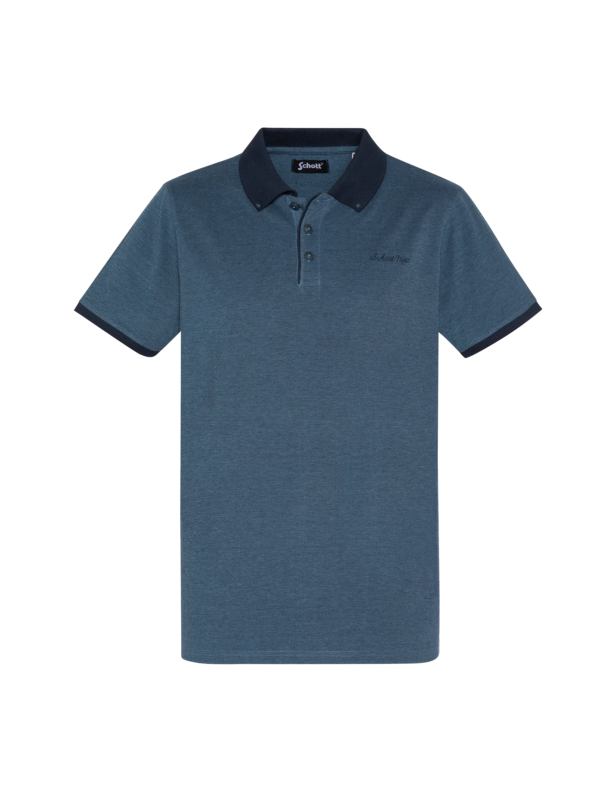 Polo bleu marine en coton piqué-1