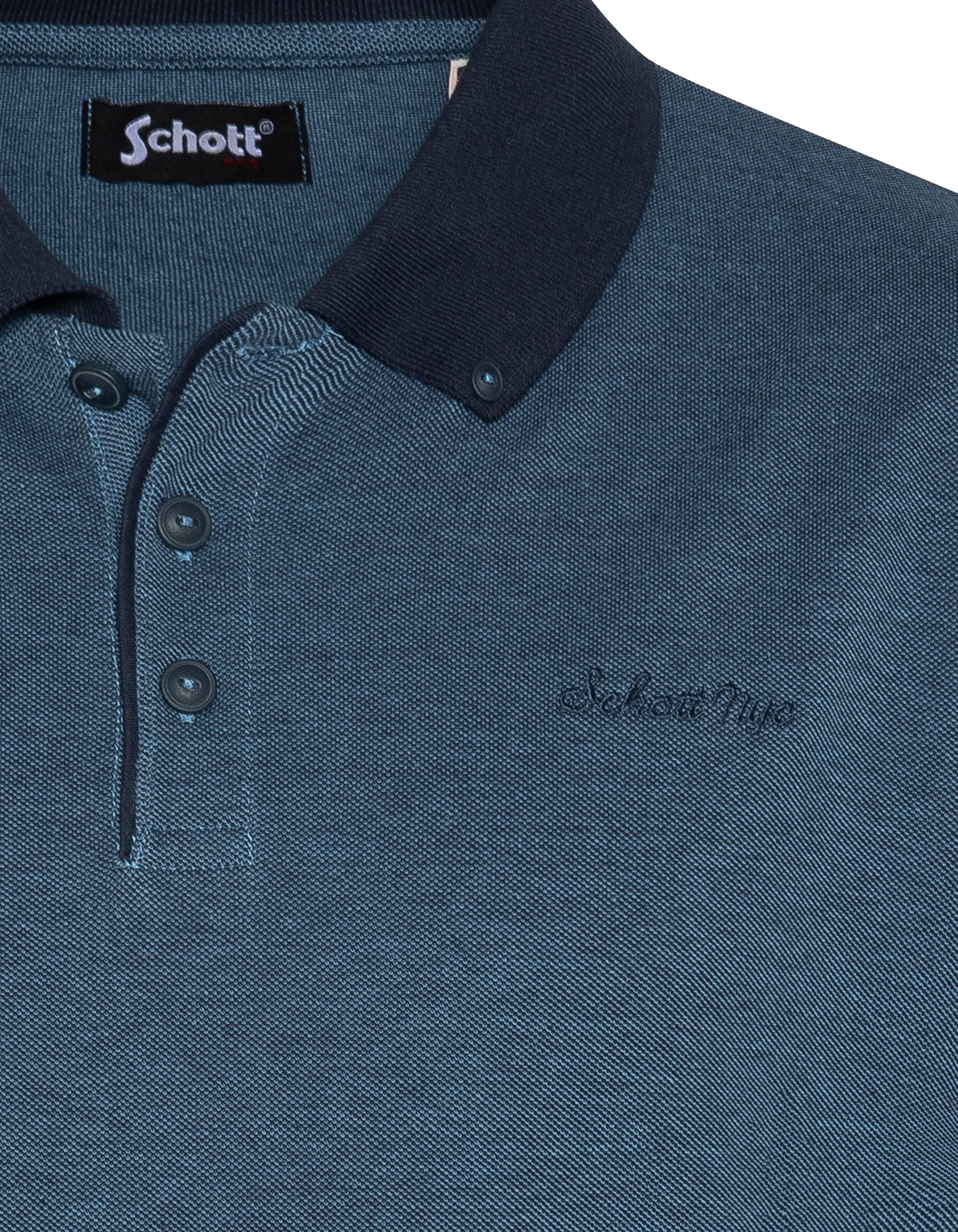 Polo bleu marine en coton piqué-3